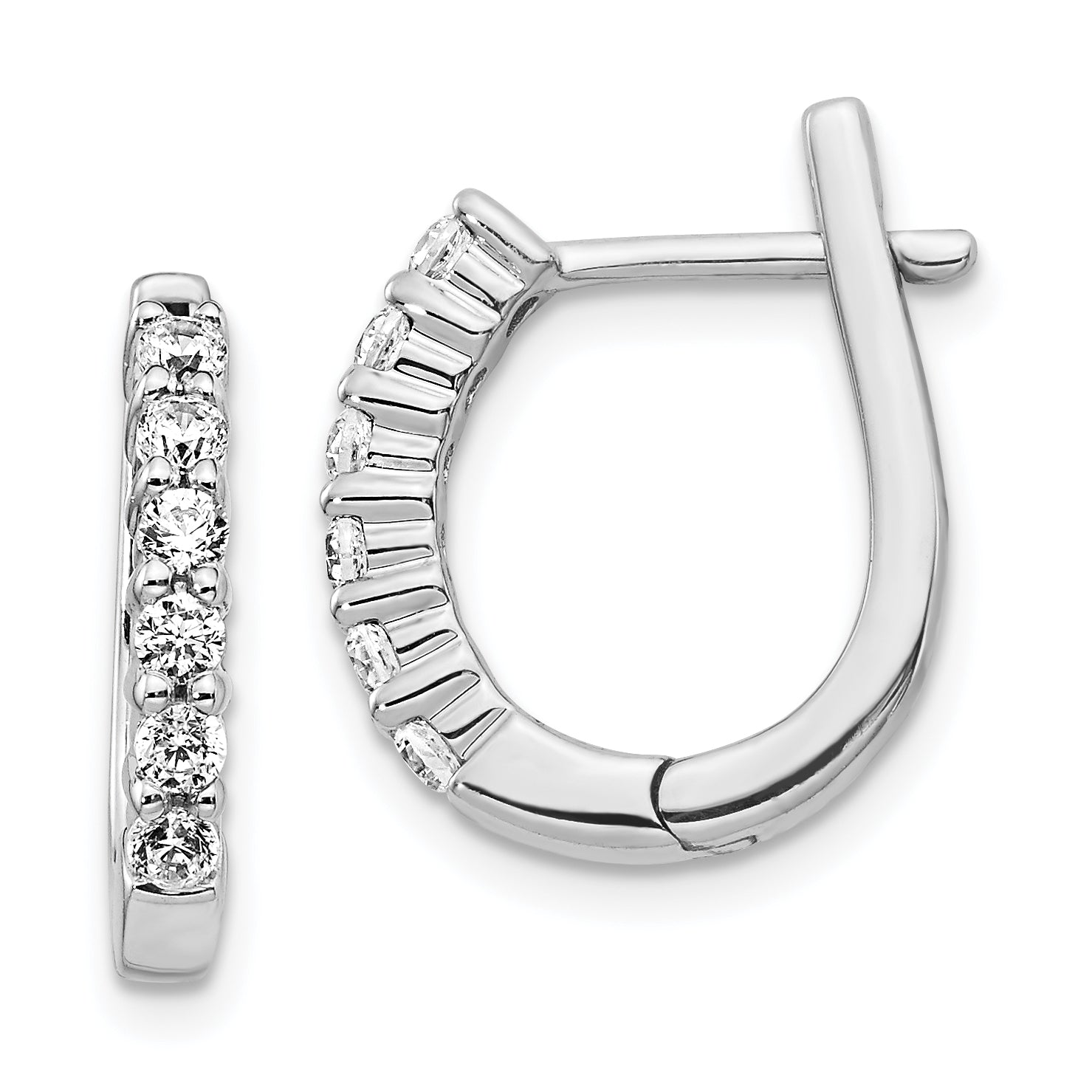 14k White Gold 1/2 carat Lab Grown Diamond VS/SI+ G+ Complete Hinged Hoop Earrings Main image