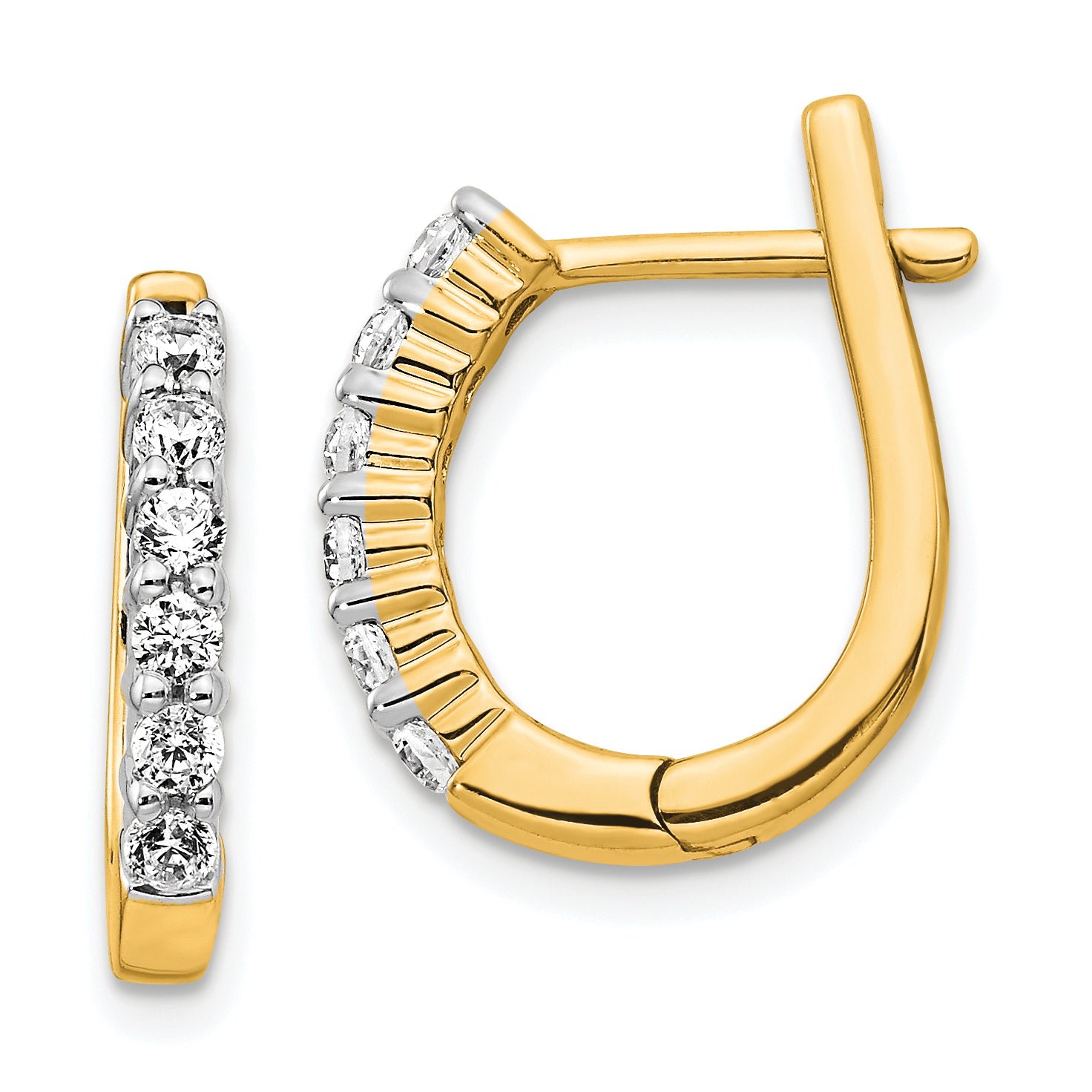 14k 1/2 carat Lab Grown Diamond VS/SI+ G+ Complete Hinged Hoop Earrings Main image