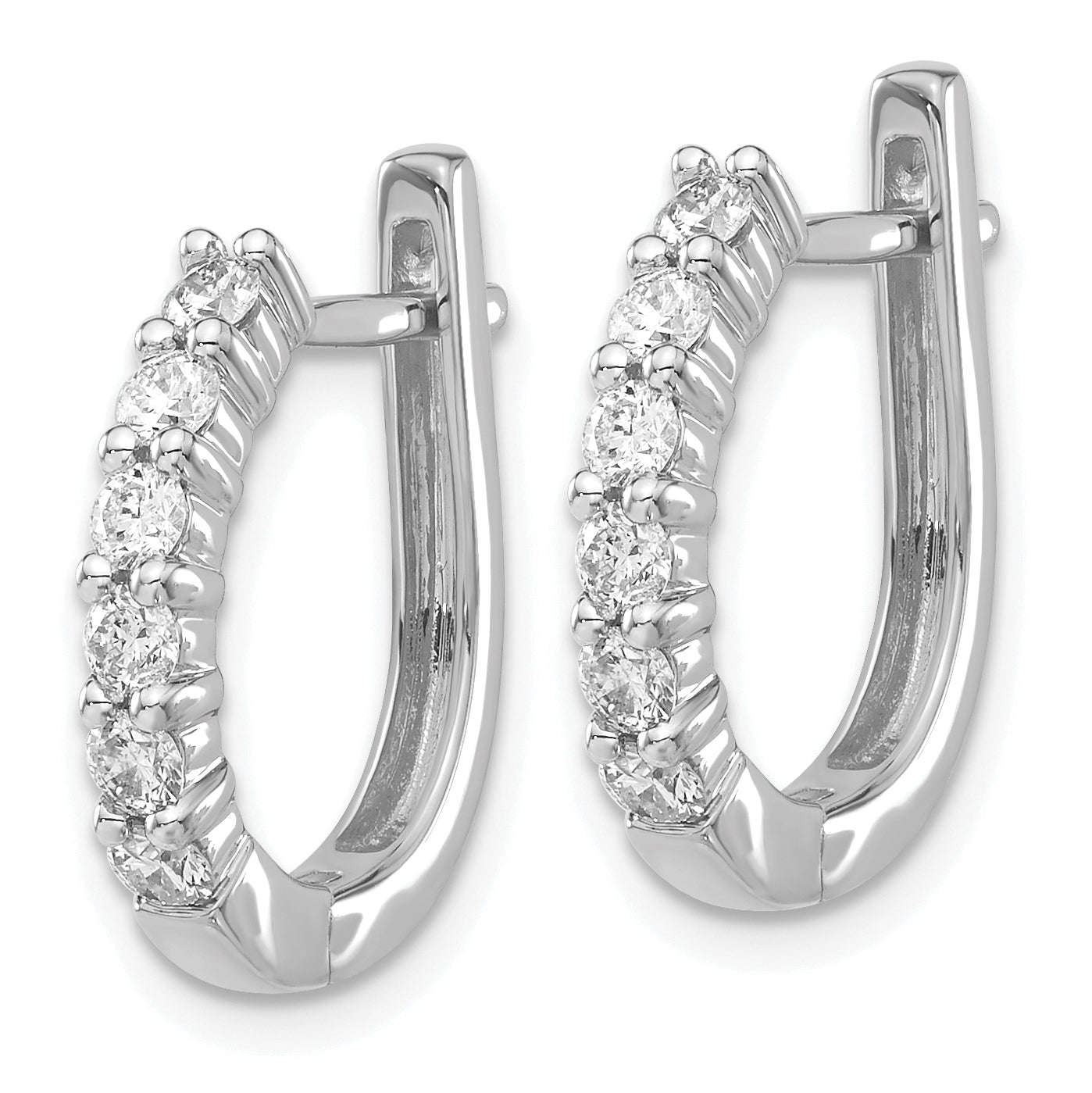 14k White Gold 3/4 carat Lab Grown Diamond VS/SI+ G+ Complete Hinged Hoop Earrings
