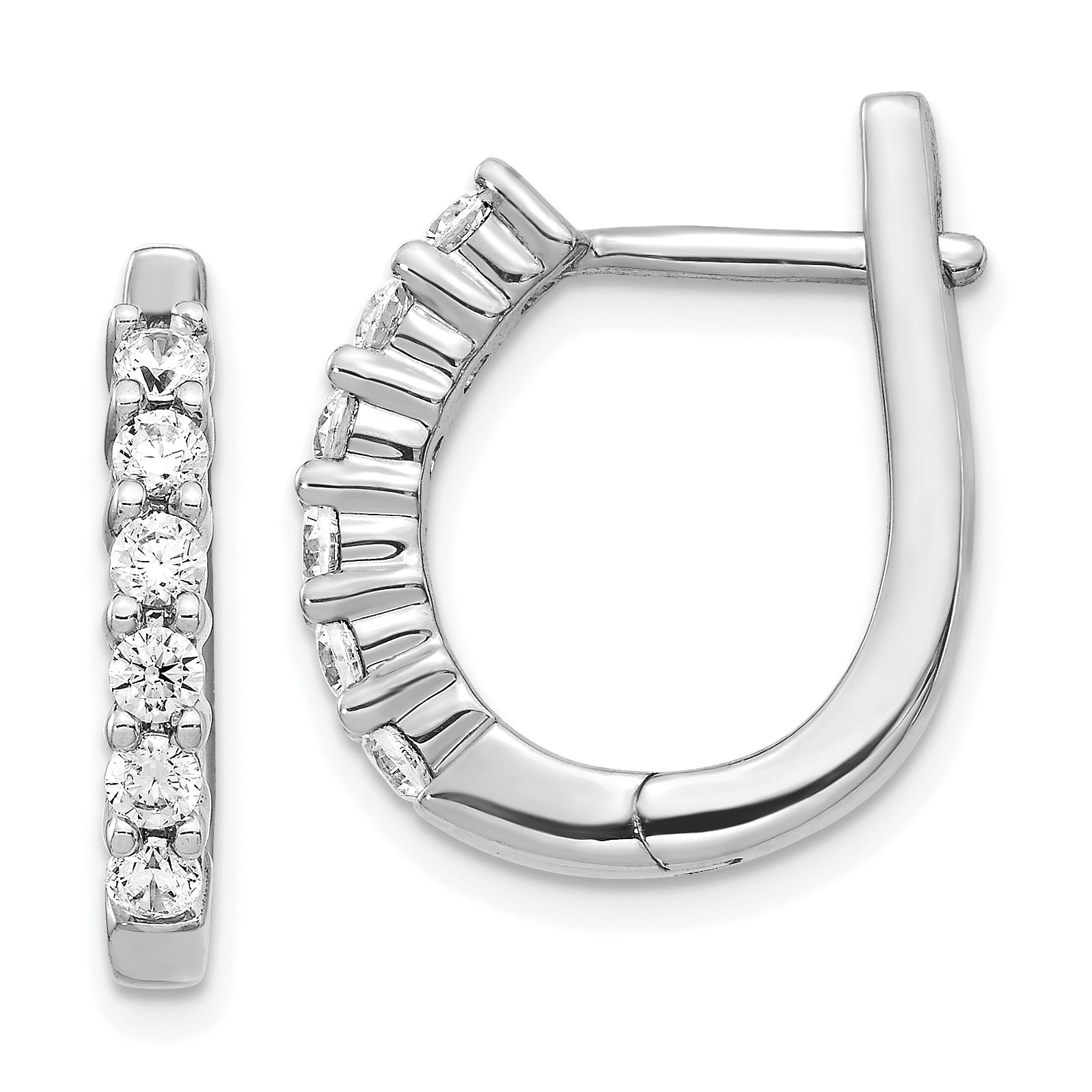 14k White Gold 3/4 carat Lab Grown Diamond VS/SI+ G+ Complete Hinged Hoop Earrings