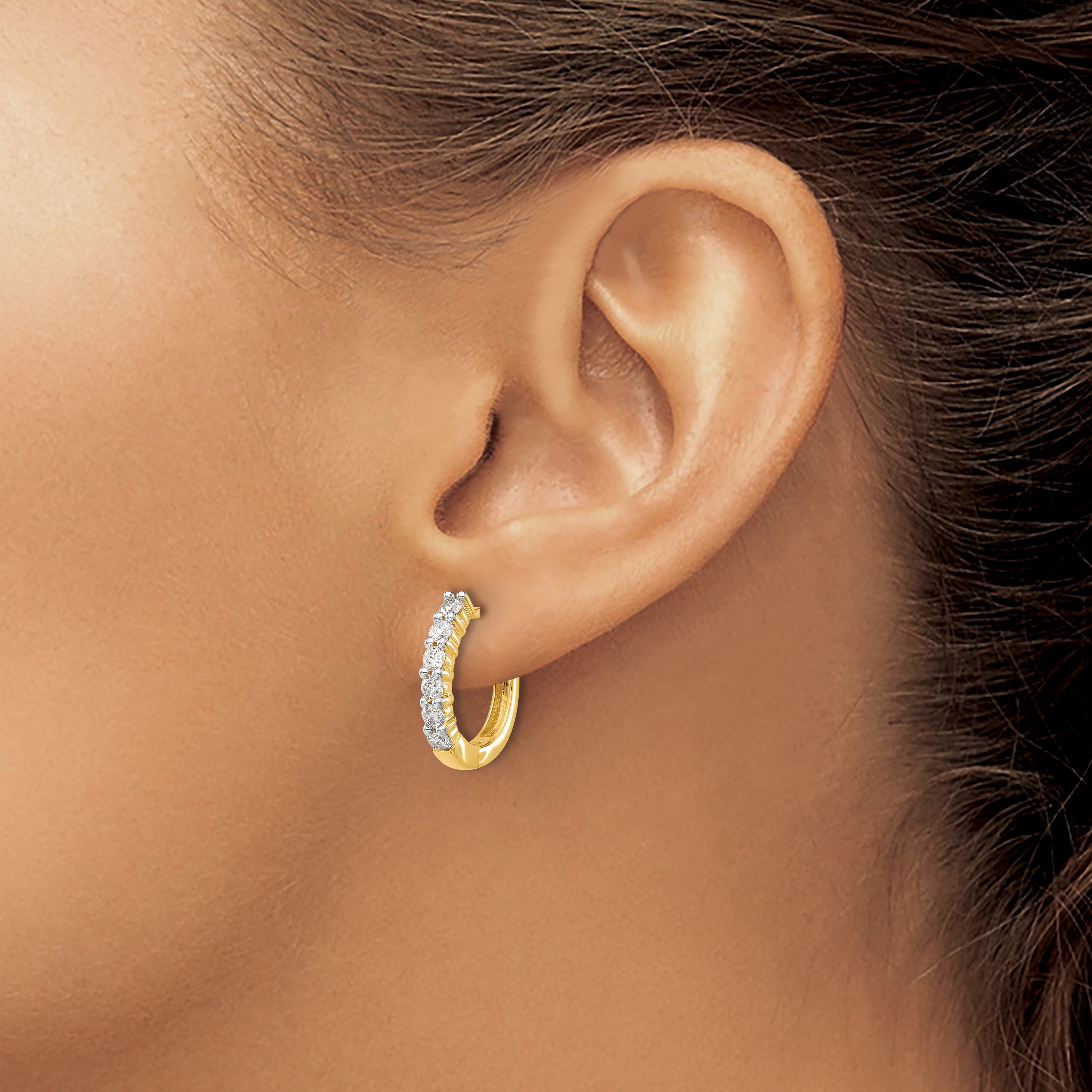 14k 3/4 carat Lab Grown Diamond VS/SI+ G+ Complete Hinged Hoop Earrings