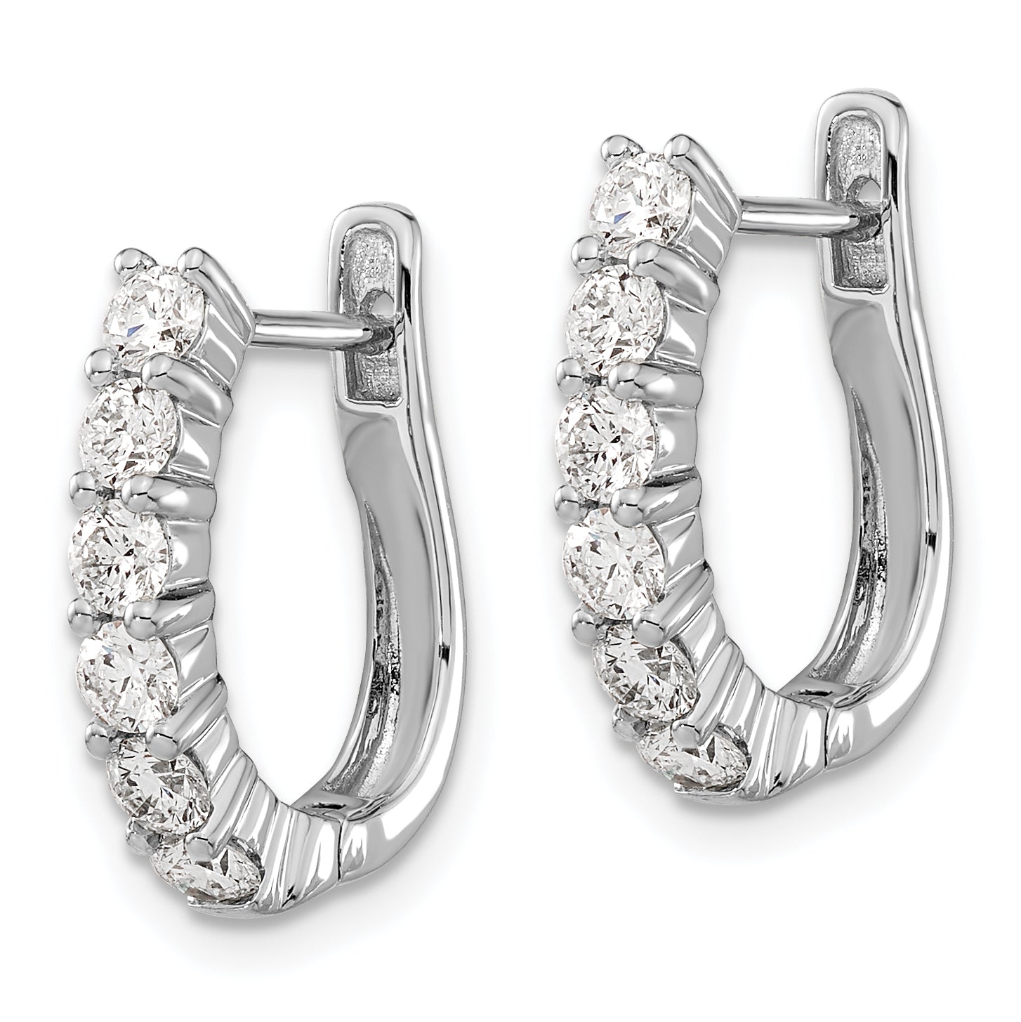 14k White Gold 1 carat Lab Grown Diamond VS/SI+ G+ Complete Hinged Hoop Earrings