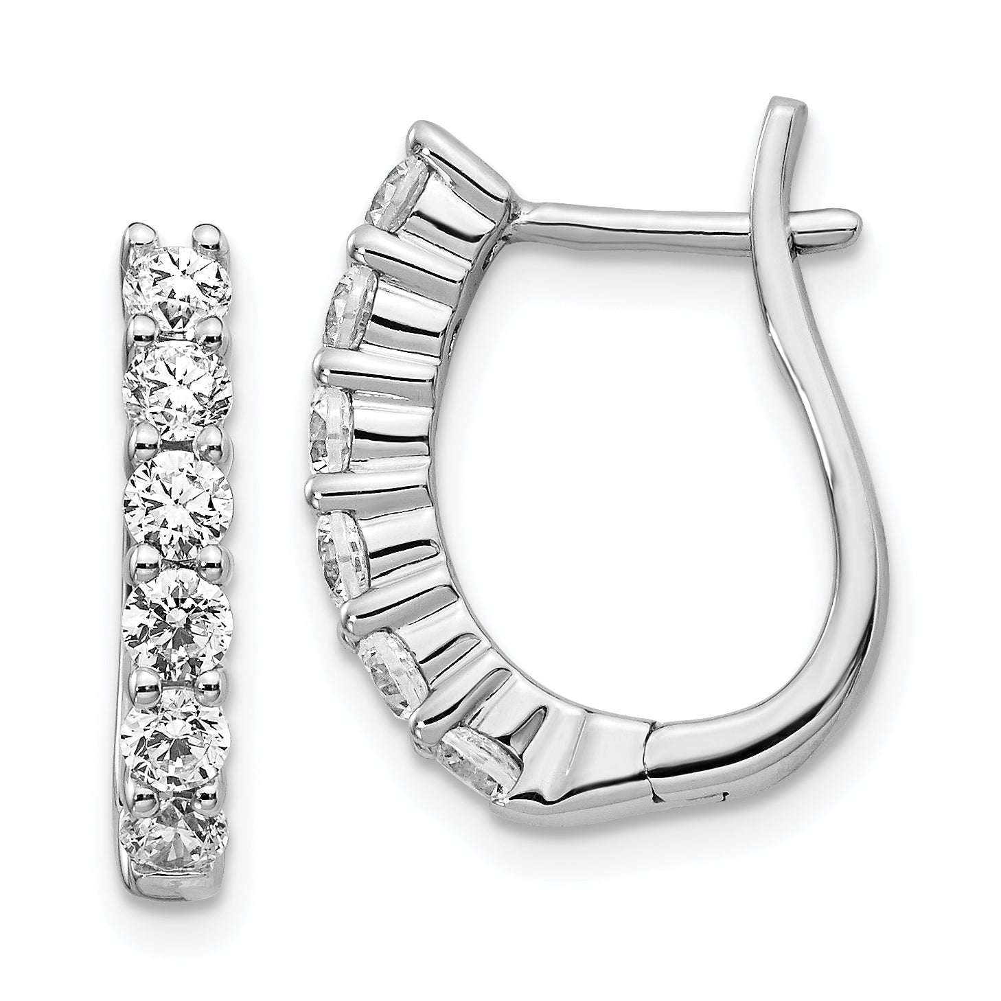14k White Gold 1 carat Lab Grown Diamond VS/SI+ G+ Complete Hinged Hoop Earrings Main image