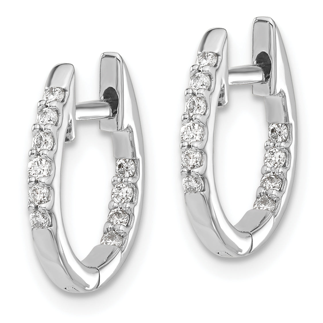 10k White Gold In/Out Diamond Hinged Hoop Earrings Secondary image