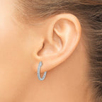 14k White Gold 1/2 carat Lab Grown Diamond VS/SI+ G+ Complete In and Out Hinged Hoop Earrings