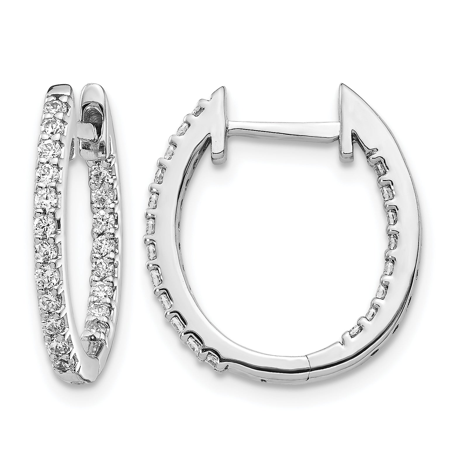 14k White Gold 1/2 carat Lab Grown Diamond VS/SI+ G+ Complete In and Out Hinged Hoop Earrings Main image
