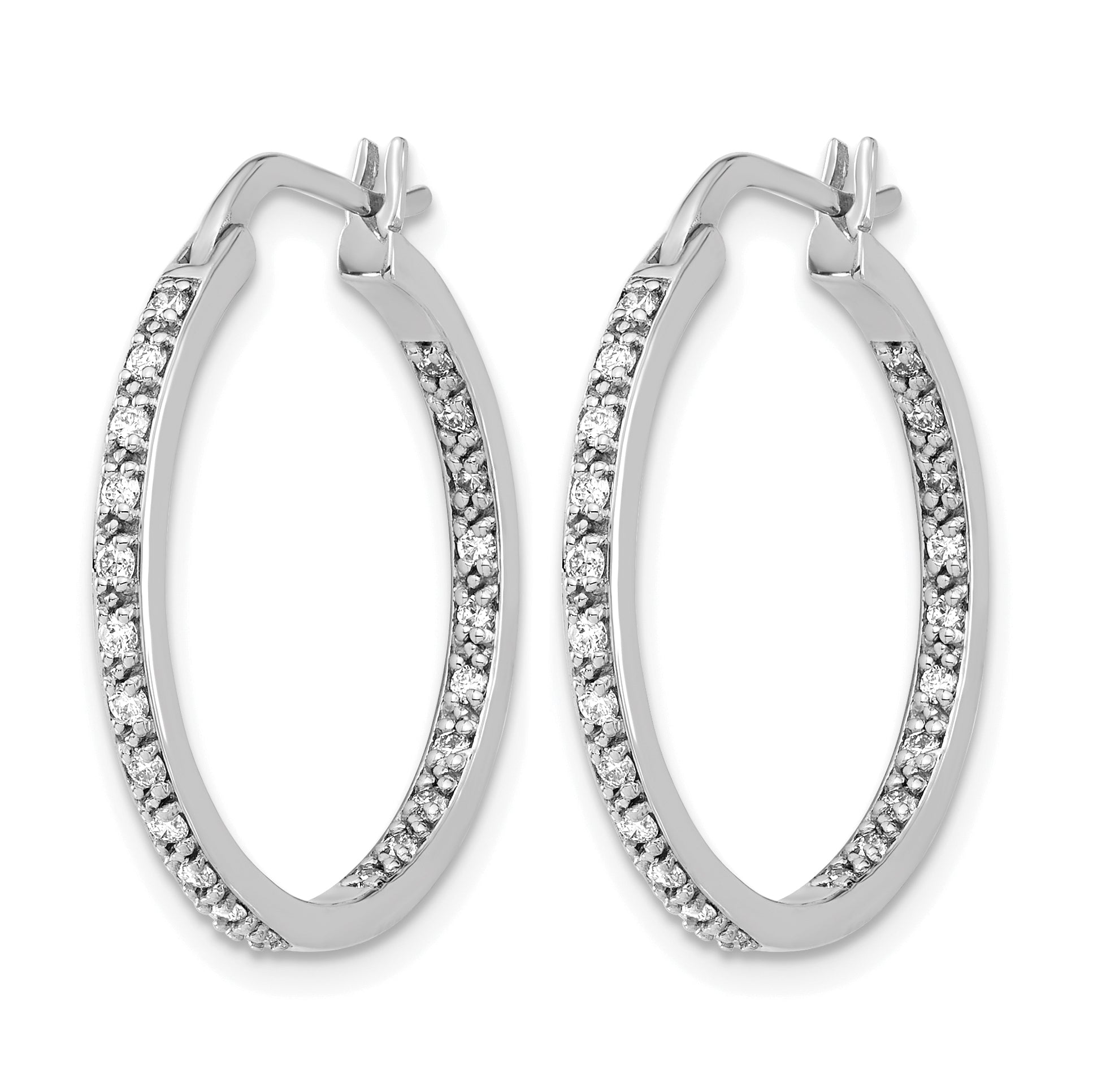 14k White Gold 1/2 carat Lab Grown Diamond VS/SI+ G+ Complete In and Out Hoop Earrings Secondary image