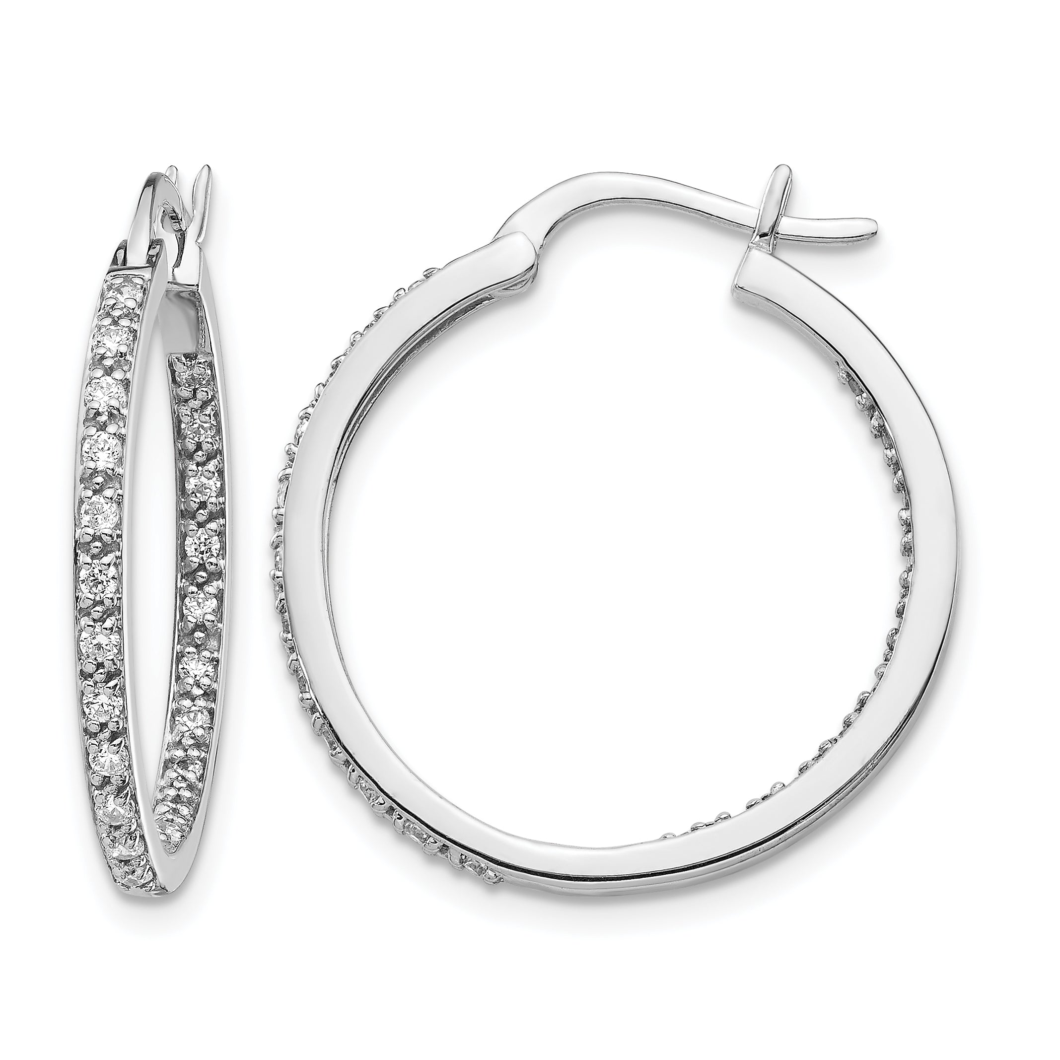 14k White Gold 1/2 carat Lab Grown Diamond VS/SI+ G+ Complete In and Out Hoop Earrings Main image