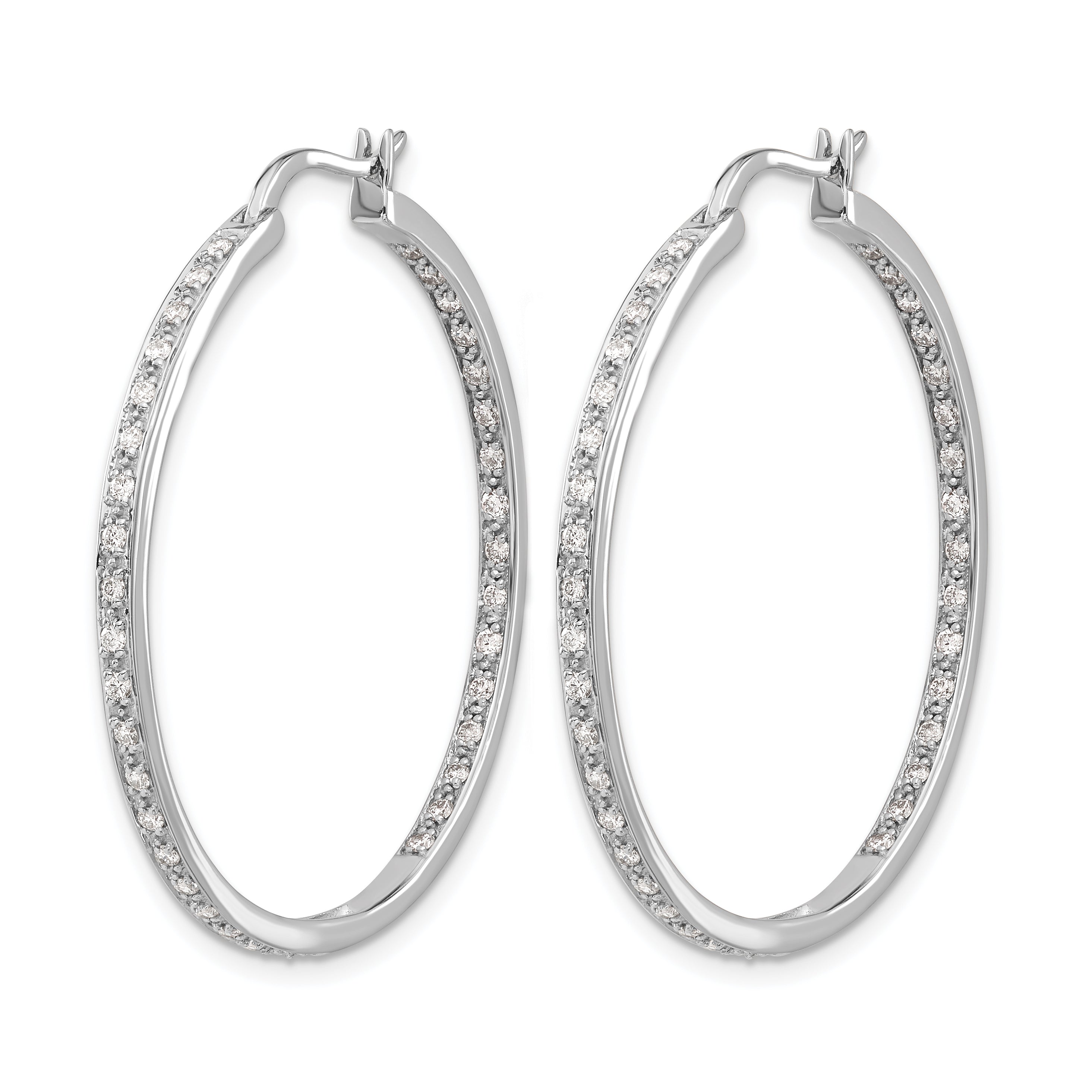14k White Gold 5/8 carat Lab Grown Diamond VS/SI+ G+ Complete In and Out Hoop Earrings
