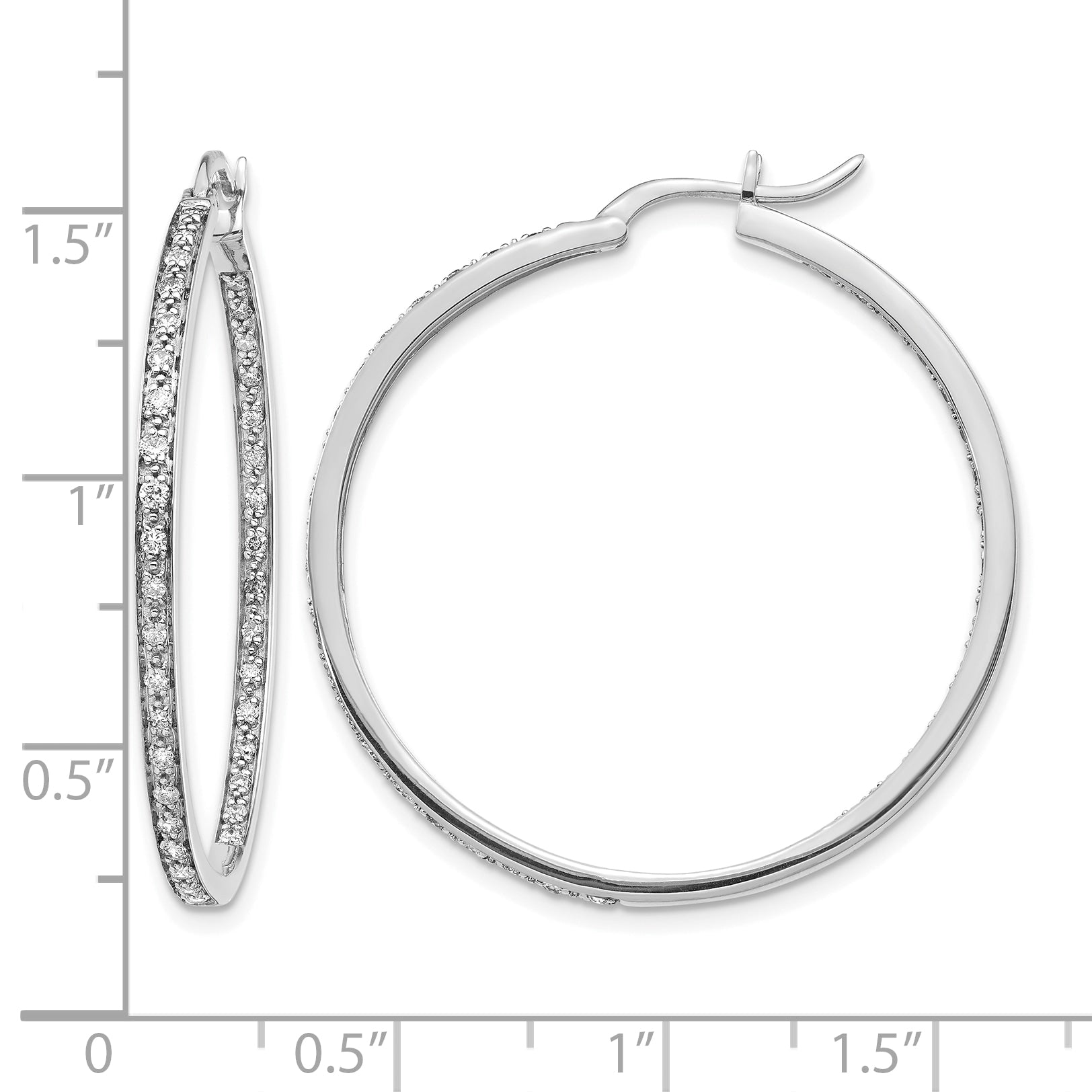 14k White Gold 5/8 carat Lab Grown Diamond VS/SI+ G+ Complete In and Out Hoop Earrings