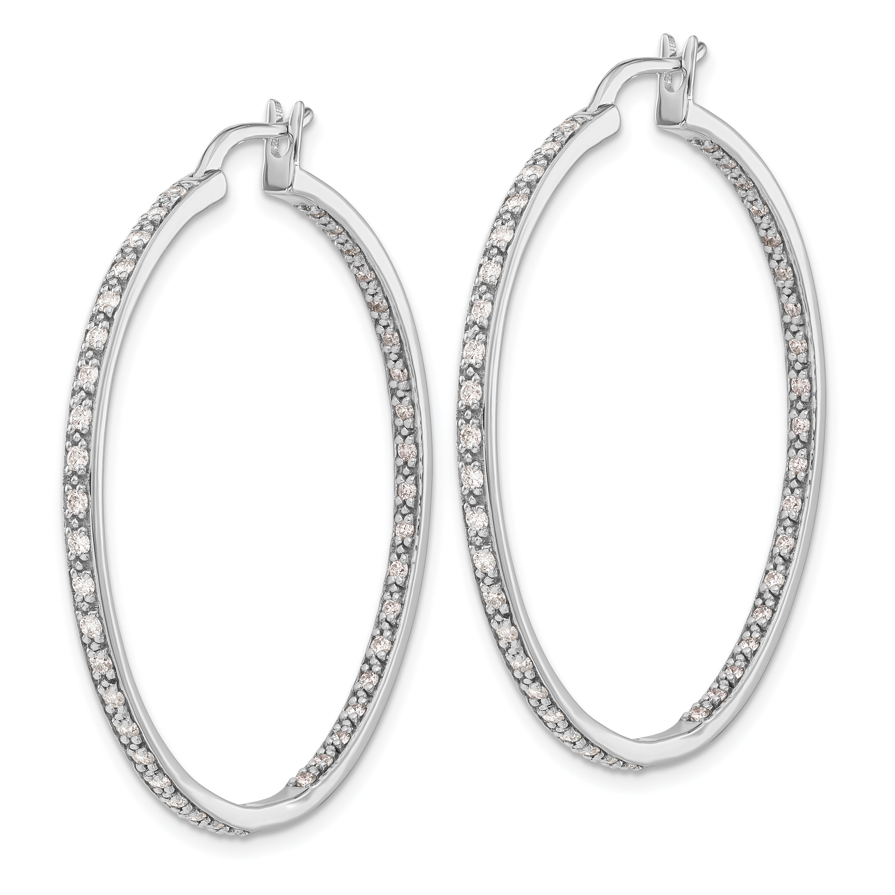 14k White Gold 7/8 carat Lab Grown Diamond VS/SI+ G+ Complete In and Out Hoop Earrings Secondary image