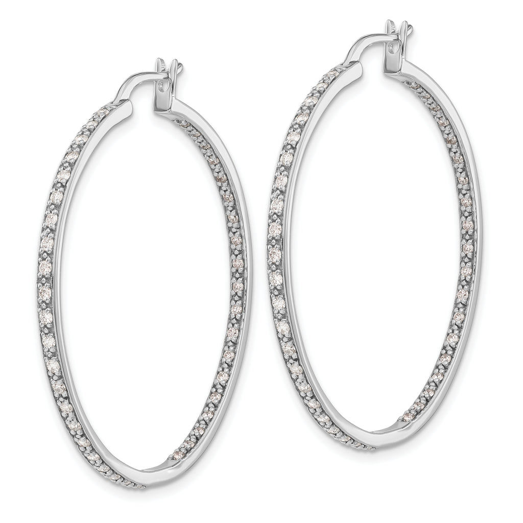 14k White Gold 7/8 carat Lab Grown Diamond VS/SI+ G+ Complete In and Out Hoop Earrings