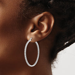 14k White Gold 7/8 carat Lab Grown Diamond VS/SI+ G+ Complete In and Out Hoop Earrings