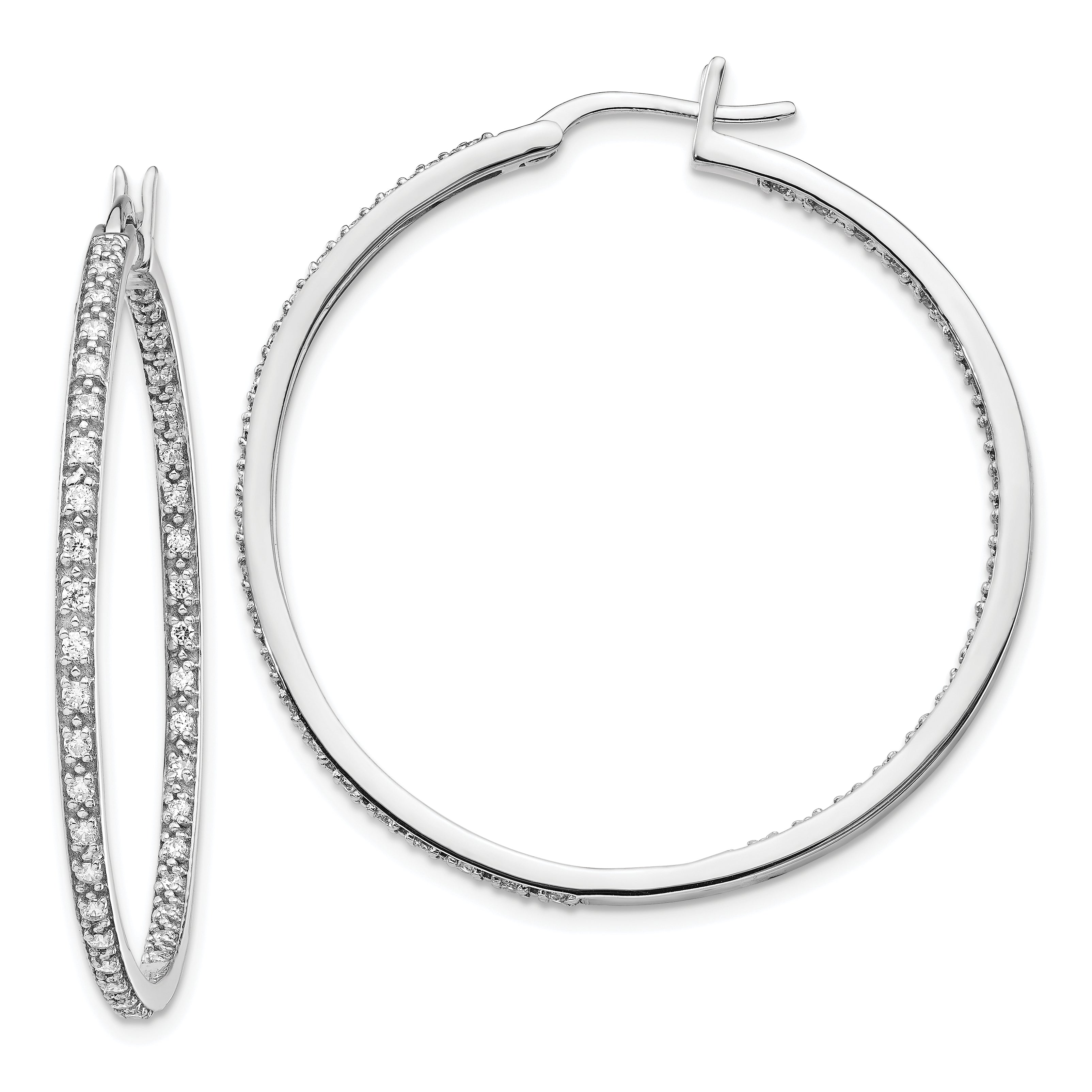 14k White Gold 7/8 carat Lab Grown Diamond VS/SI+ G+ Complete In and Out Hoop Earrings Main image
