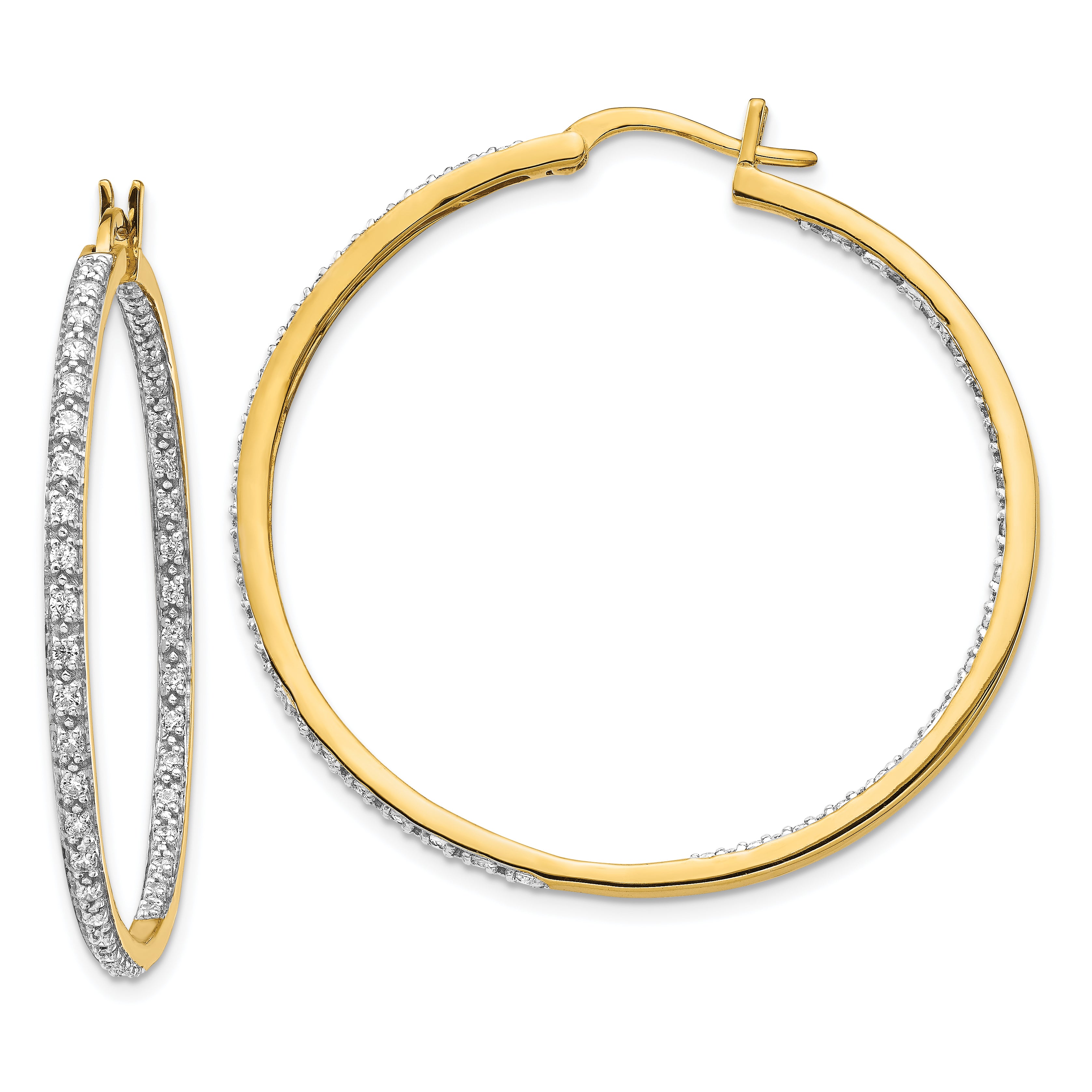 14k 7/8 carat Lab Grown Diamond VS/SI+ G+ Complete In and Out Hoop Earrings