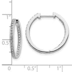 10k White Gold Polished Diamond In/Out Hinged Hoop Earrings