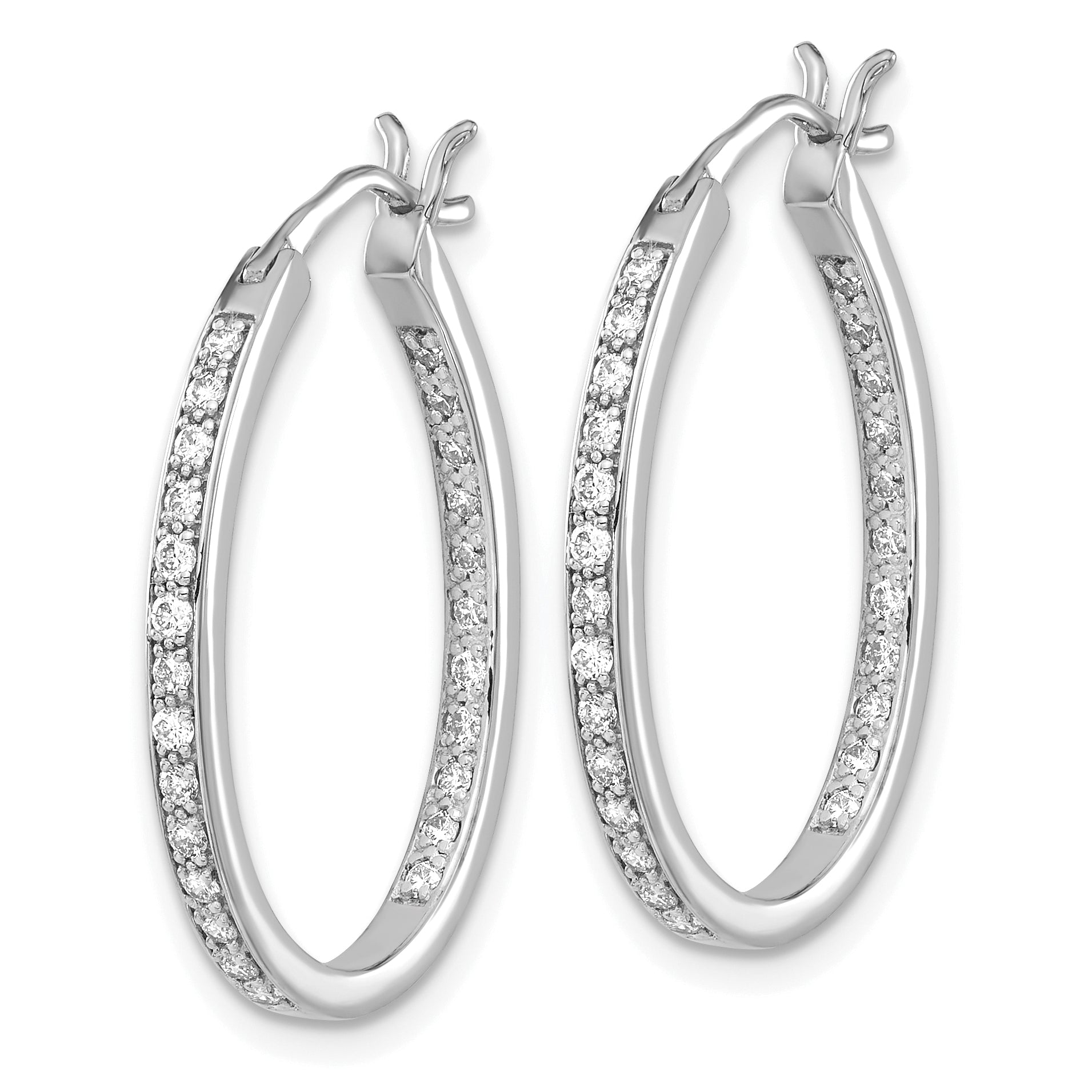 14k White Gold 1/2 carat Lab Grown Diamond VS/SI+ G+ Complete In and Out Hoop Earrings Secondary image