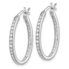 14k White Gold 1/2 carat Lab Grown Diamond VS/SI+ G+ Complete In and Out Hoop Earrings