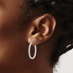 14k White Gold 1/2 carat Lab Grown Diamond VS/SI+ G+ Complete In and Out Hoop Earrings