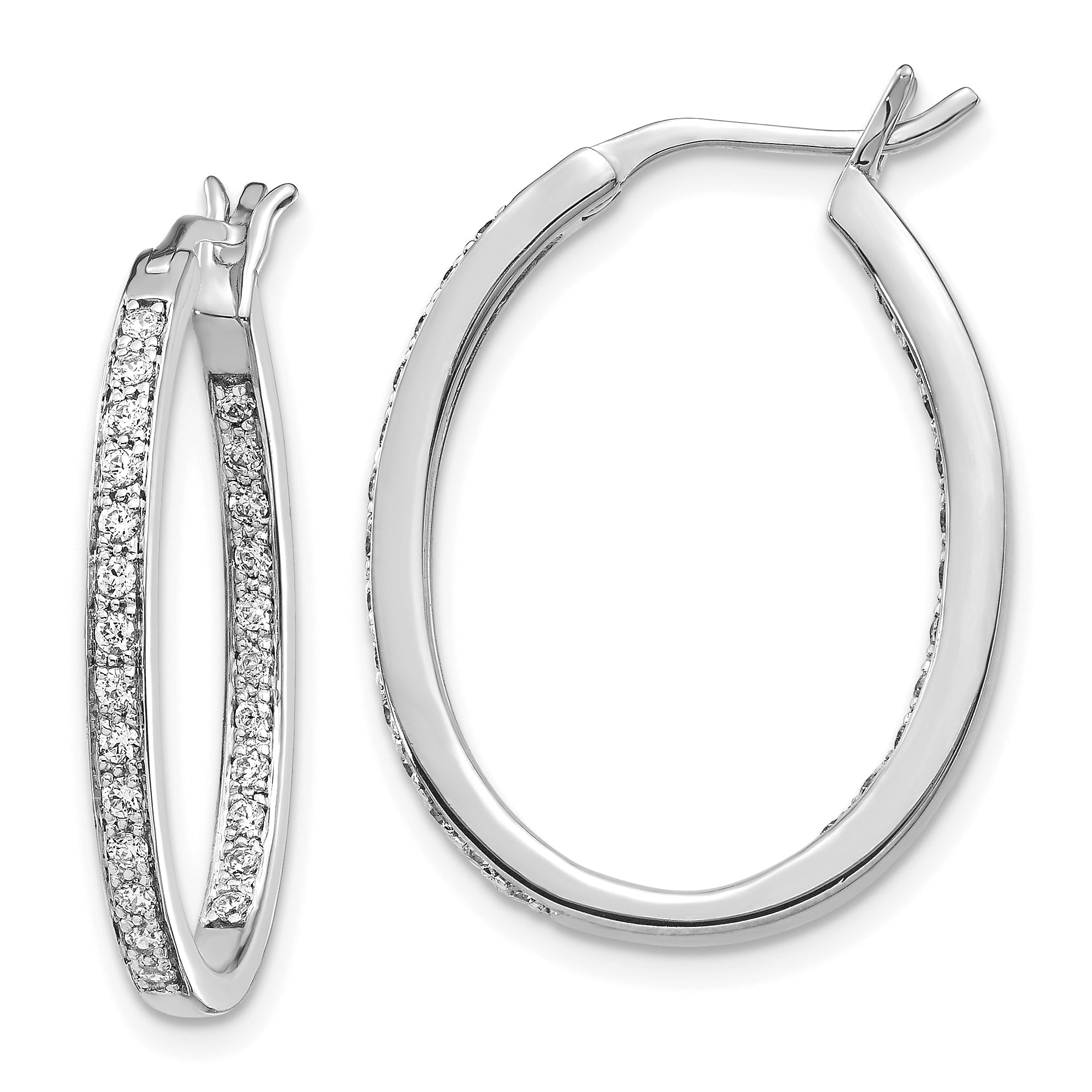 14k White Gold 1/2 carat Lab Grown Diamond VS/SI+ G+ Complete In and Out Hoop Earrings Main image