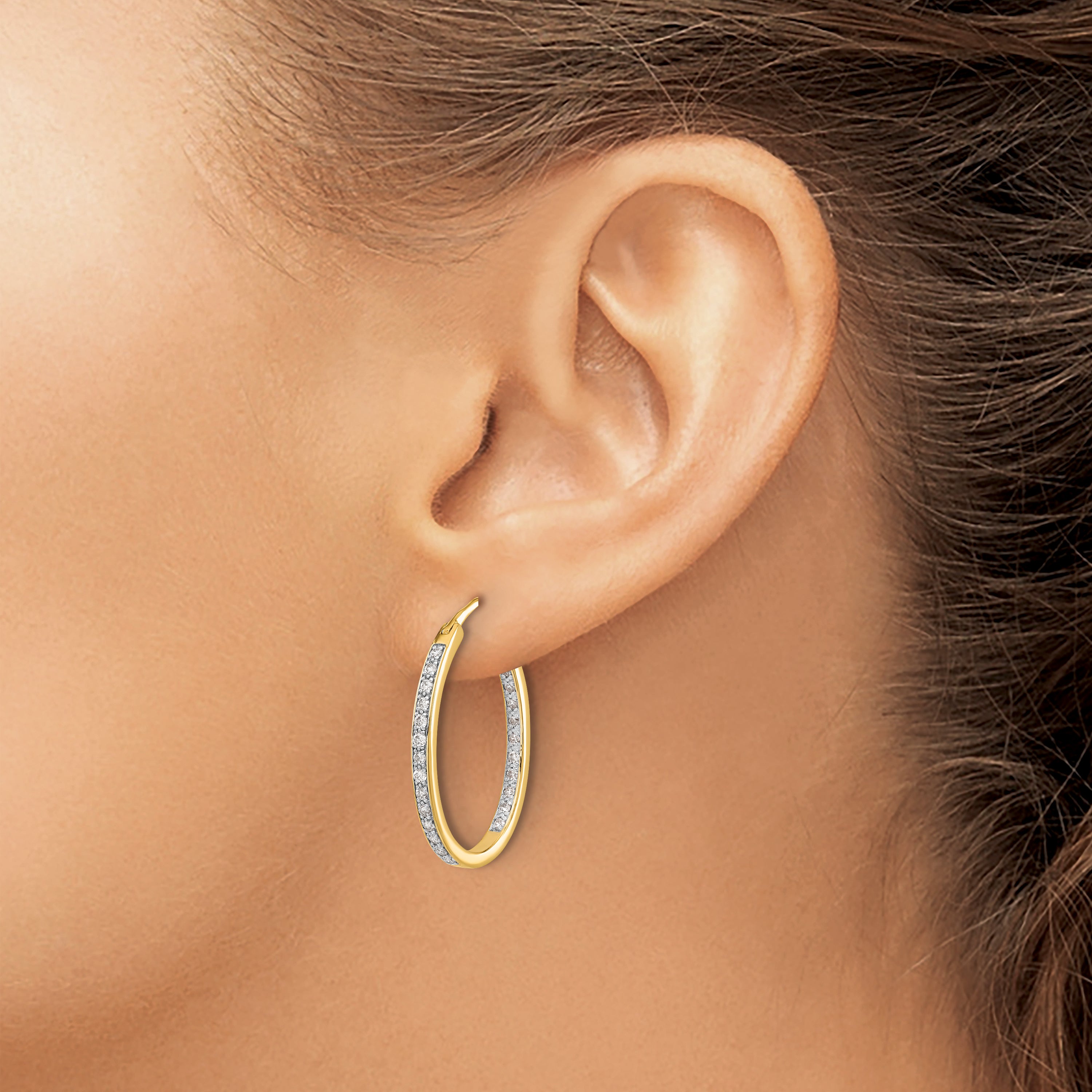 14k 1/2 carat Lab Grown Diamond VS/SI+ G+ Complete In and Out Hoop Earrings