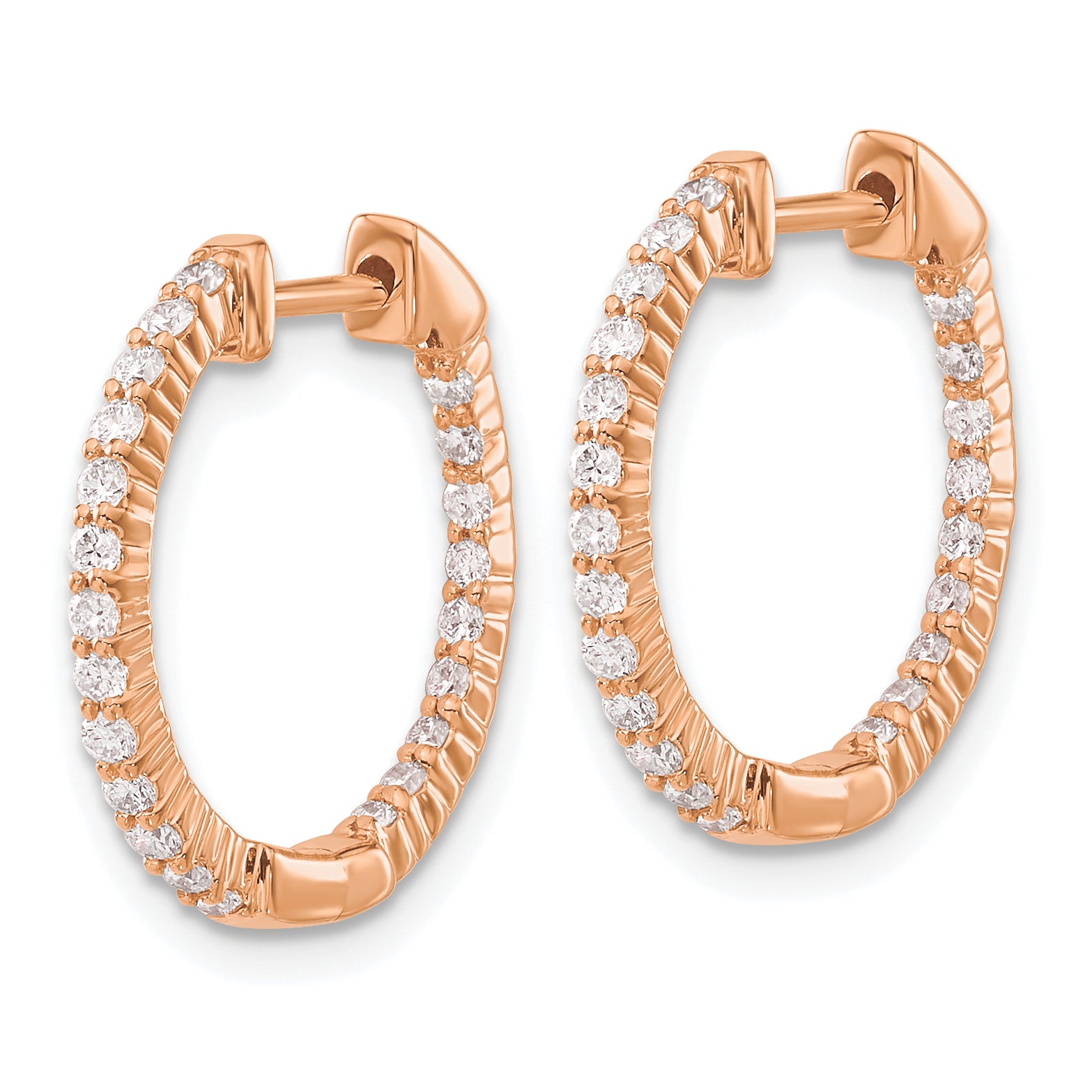 14k Rose Gold 1/2 carat Lab Grown Diamond VS/SI+ G+ Complete In and Out Hoop Earrings Secondary image