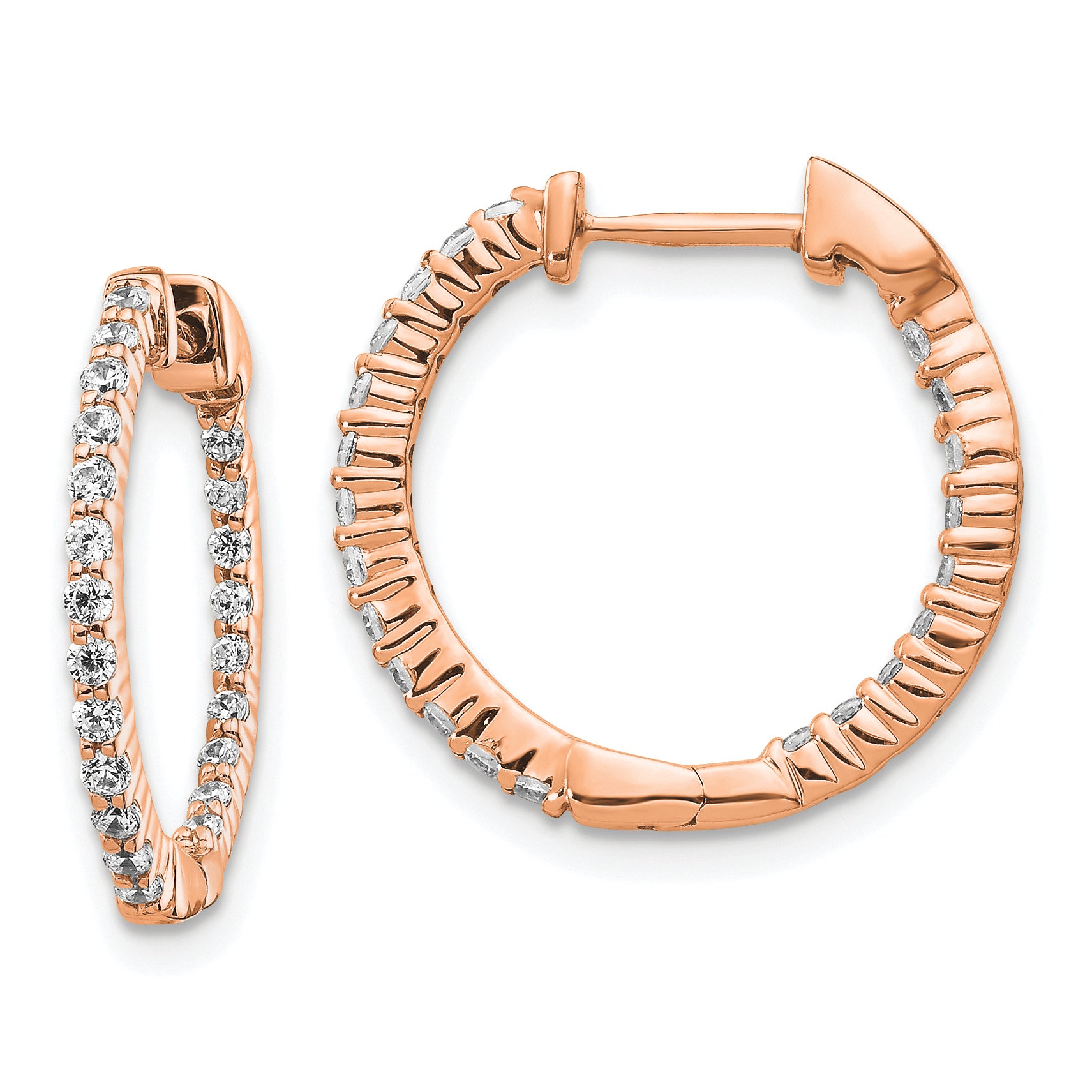 14k Rose Gold 1/2 carat Lab Grown Diamond VS/SI+ G+ Complete In and Out Hoop Earrings Main image
