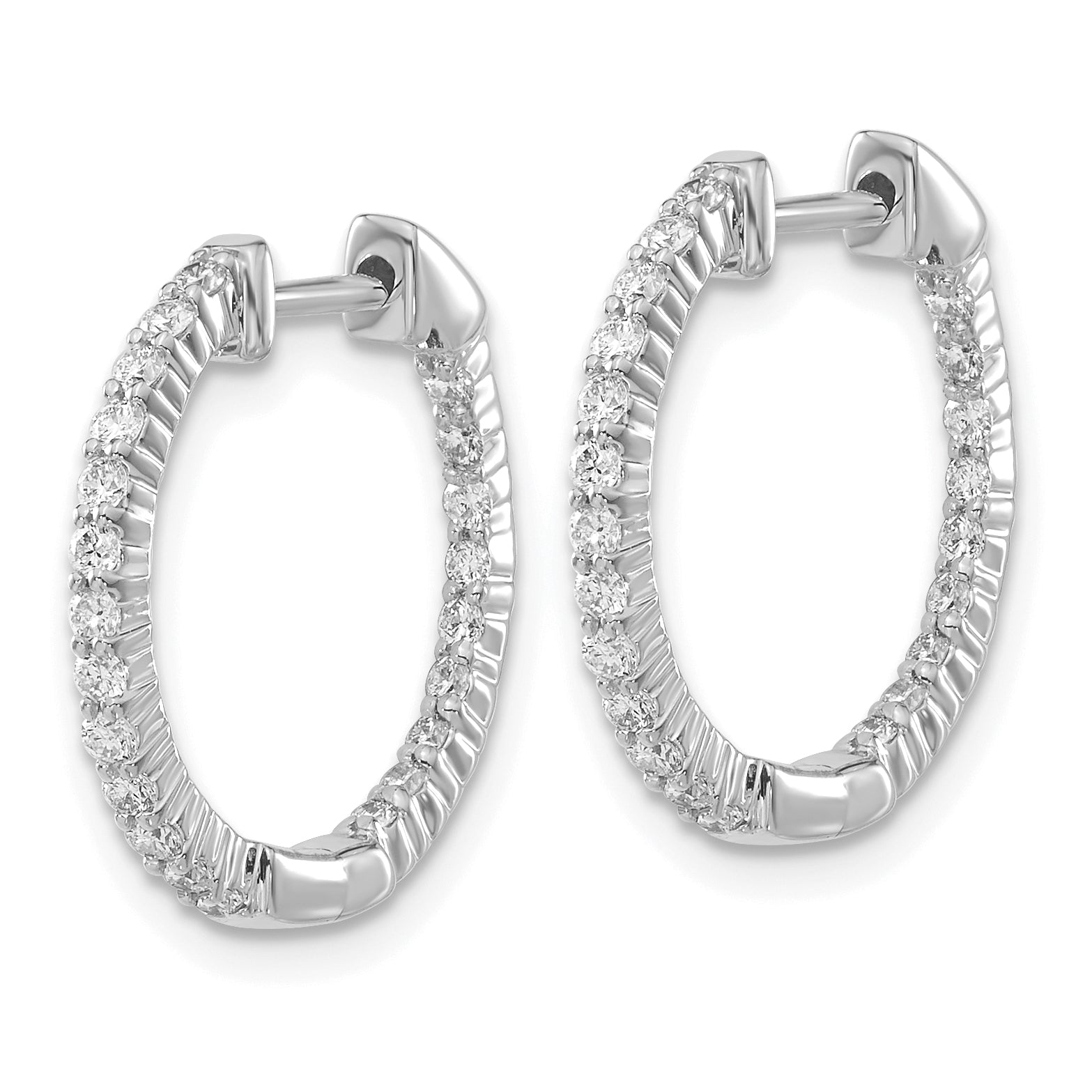 14k White Gold 1/2 carat Lab Grown Diamond VS/SI+ G+ Complete In and Out Hoop Earrings Secondary image