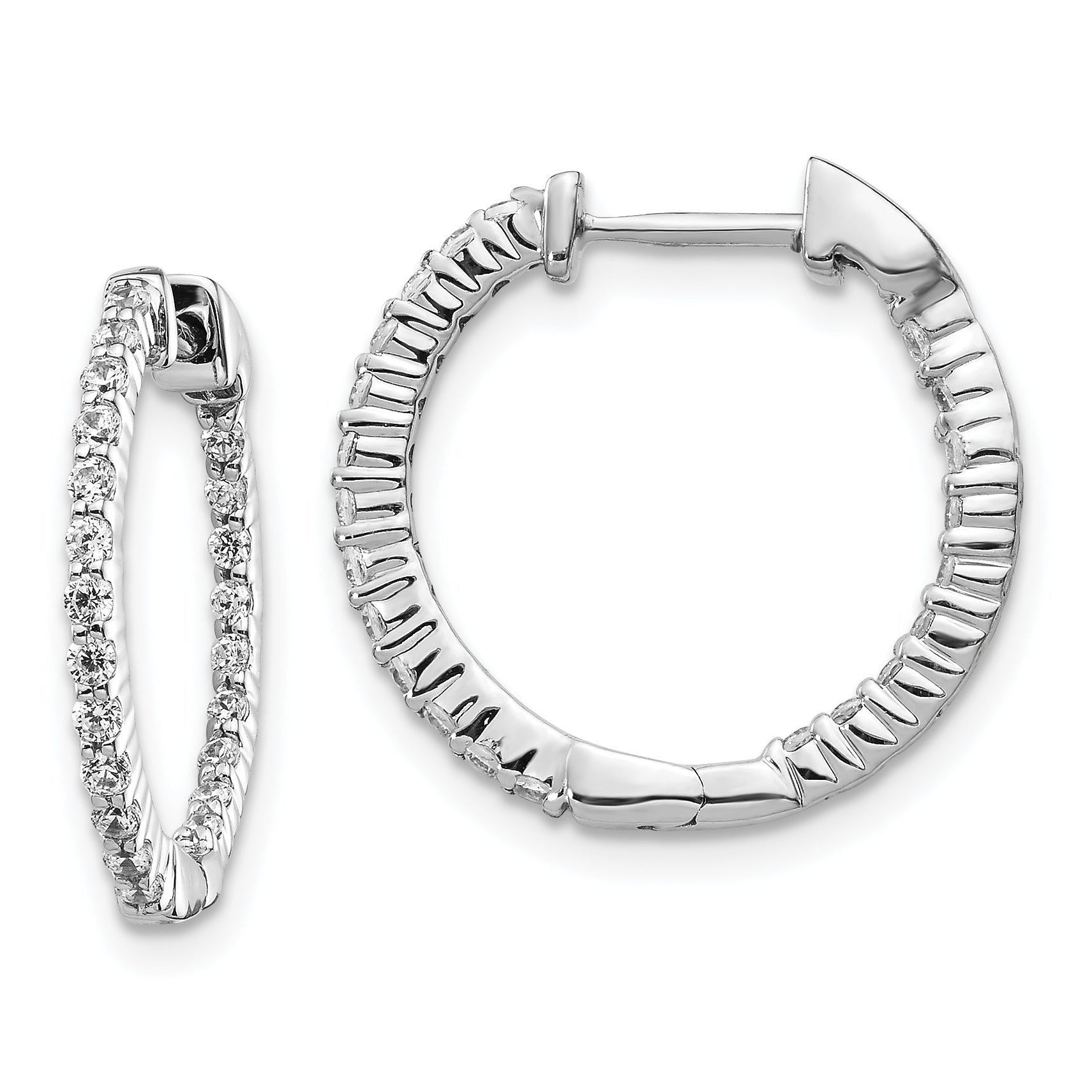 14k White Gold 1/2 carat Lab Grown Diamond VS/SI+ G+ Complete In and Out Hoop Earrings Main image