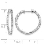 10k White Gold Polished Diamond In/Out Hinged Hoop Earrings
