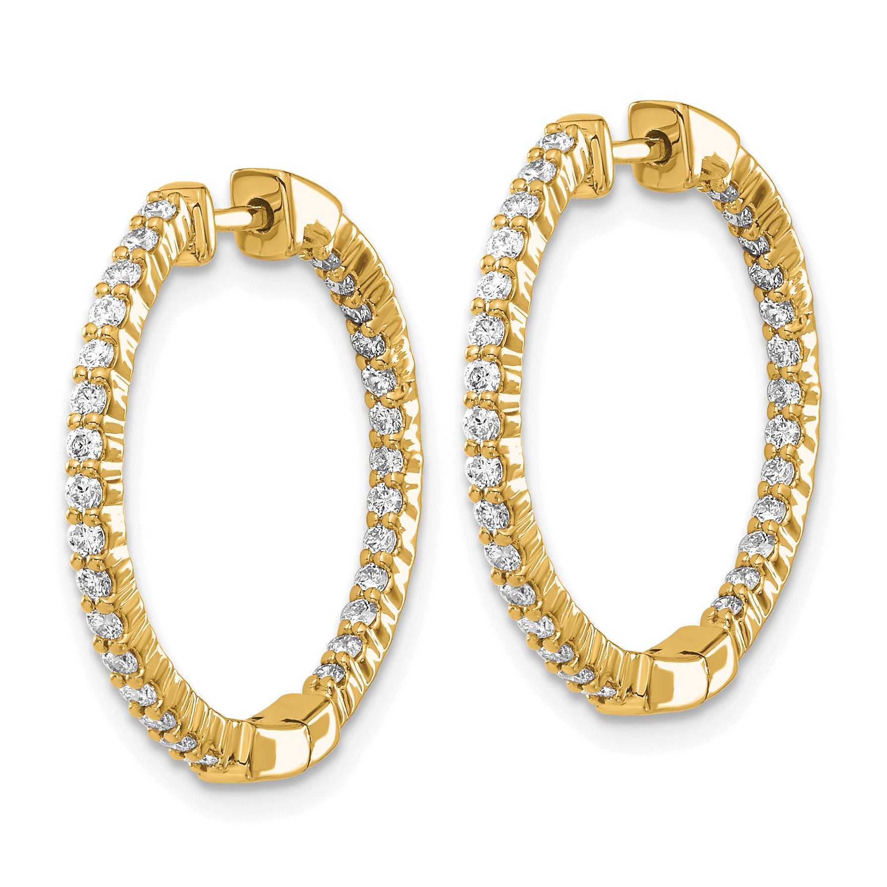 10k Gold Polished Diamond In/Out Hinged Hoop Earrings Secondary image