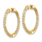 10k Gold Polished Diamond In/Out Hinged Hoop Earrings