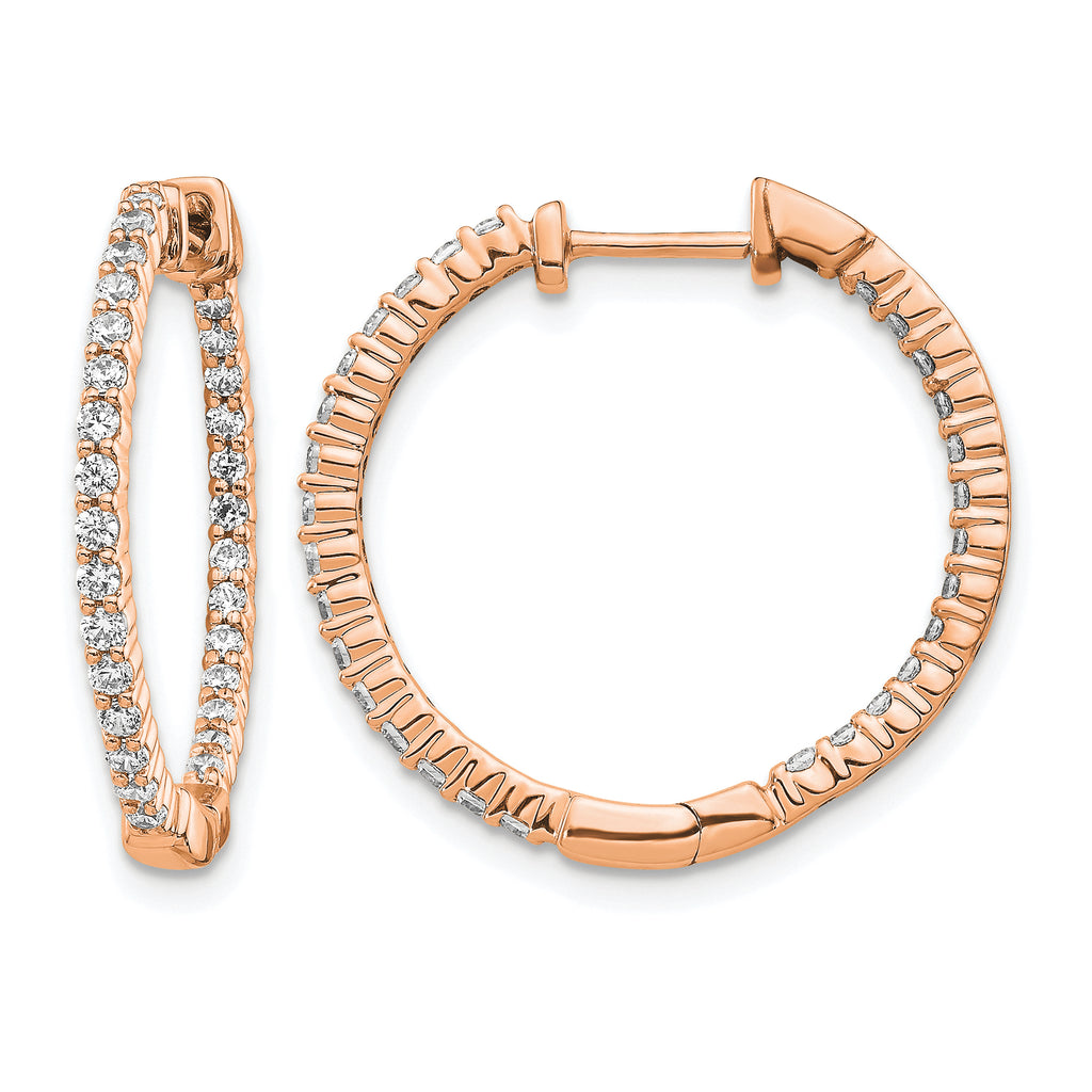 14k Rose Gold 5/8 carat Lab Grown Diamond VS/SI+ G+ Complete In and Out Hoop Earrings