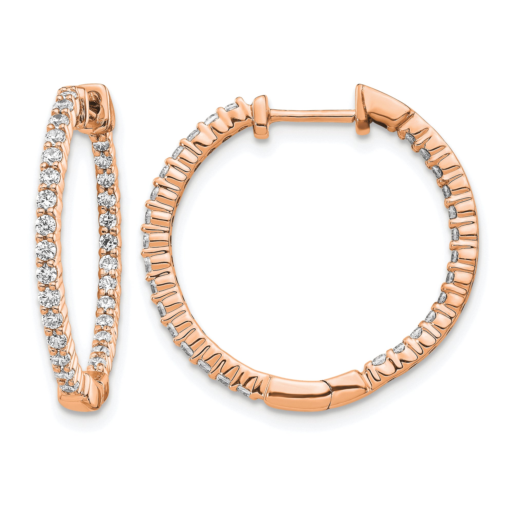 14k Rose Gold 5/8 carat Lab Grown Diamond VS/SI+ G+ Complete In and Out Hoop Earrings