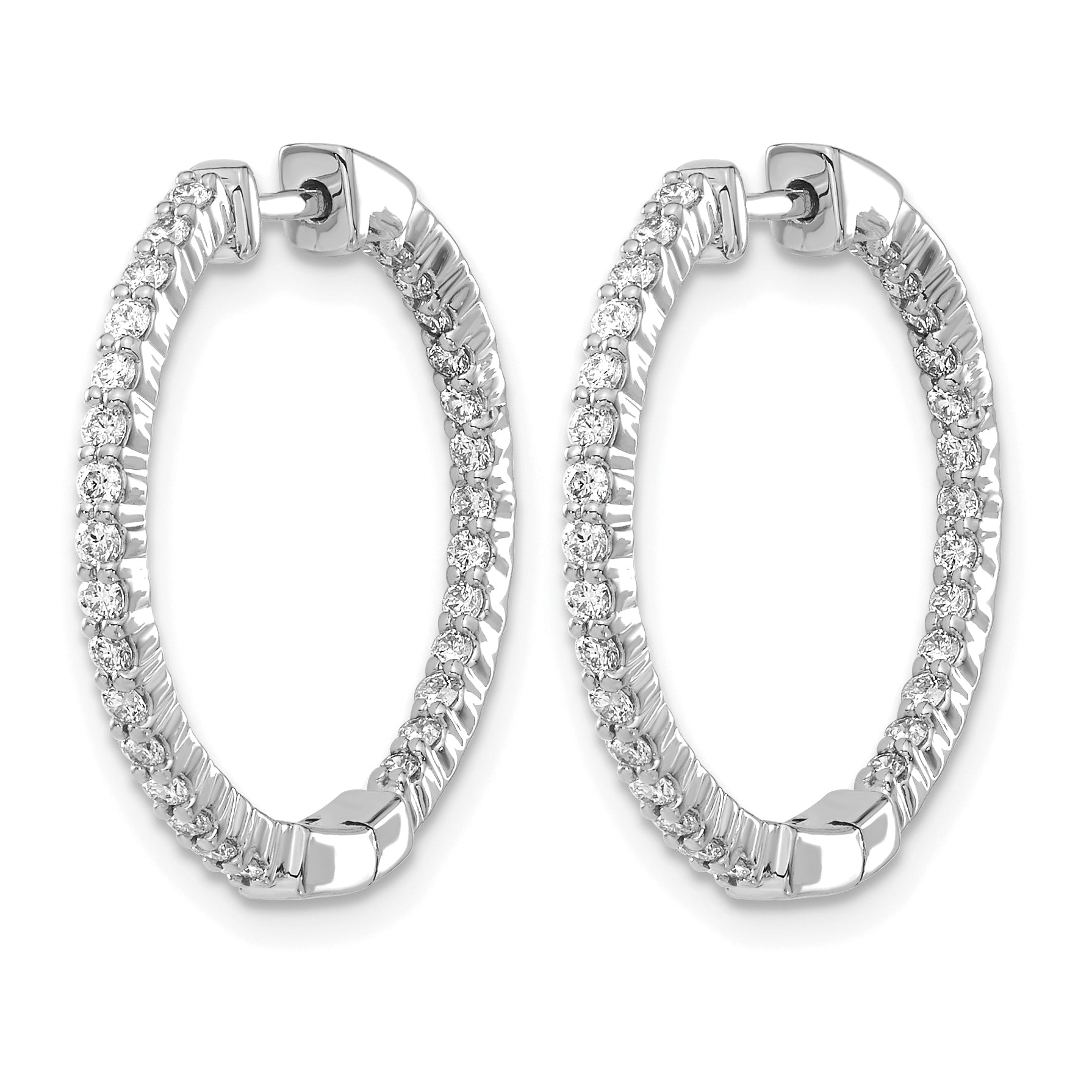 14k White Gold 5/8 carat Lab Grown Diamond VS/SI+ G+ Complete In and Out Hoop Earrings