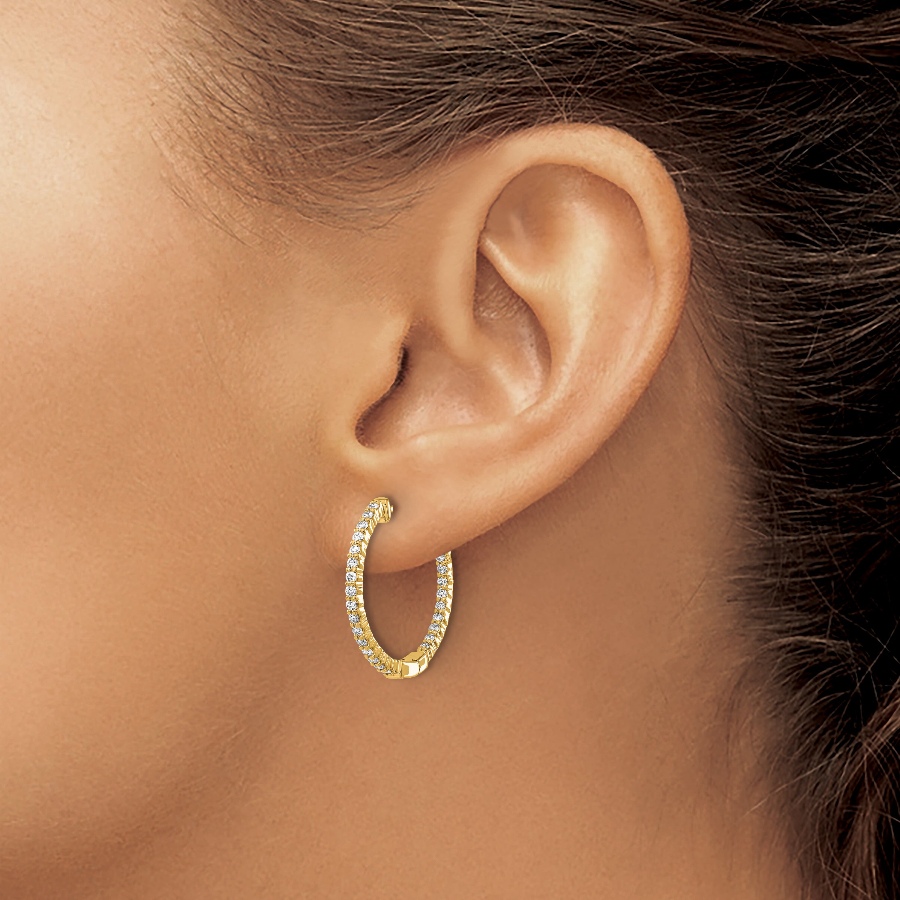 14k 5/8 carat Lab Grown Diamond VS/SI+ G+ Complete In and Out Hoop Earrings
