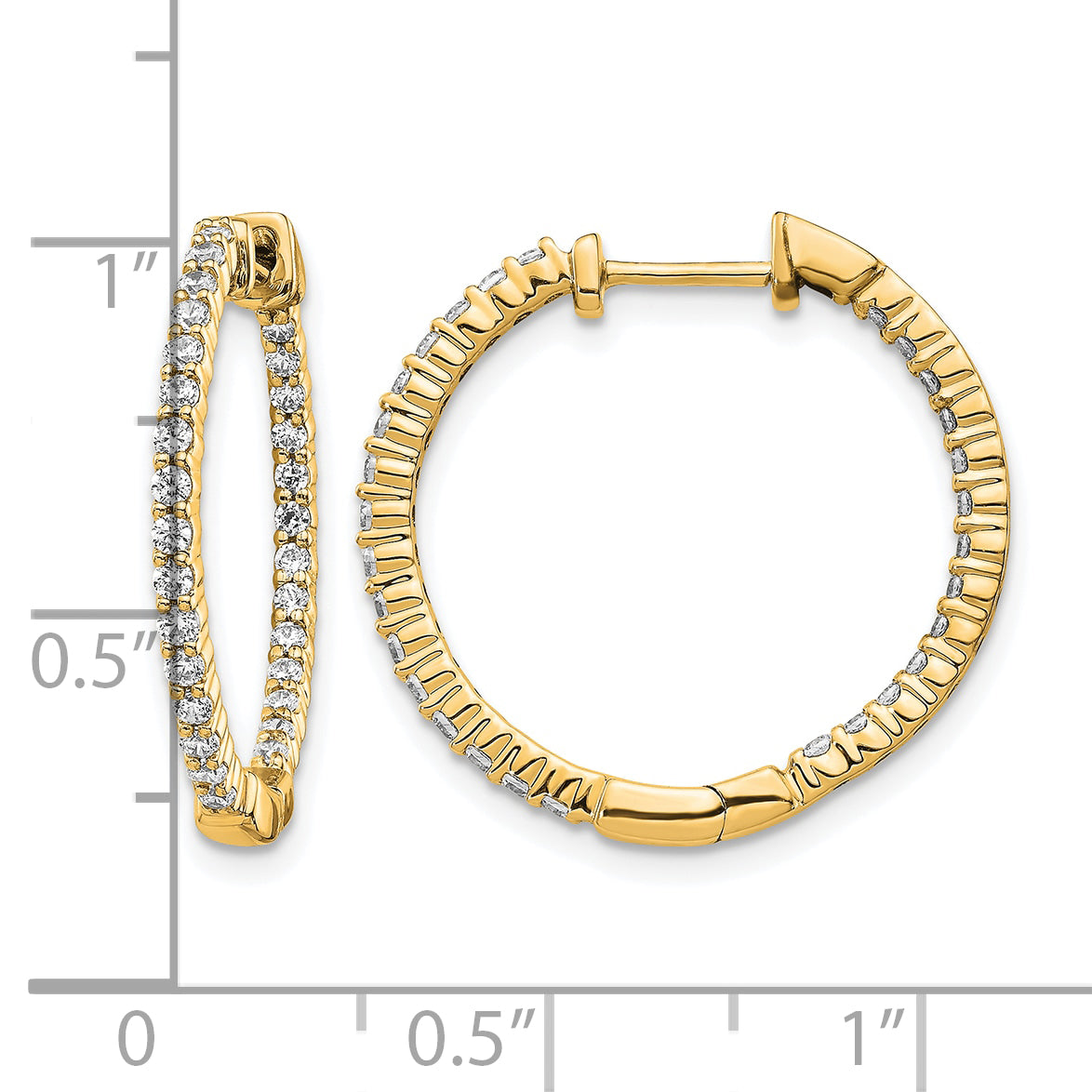14k 5/8 carat Lab Grown Diamond VS/SI+ G+ Complete In and Out Hoop Earrings