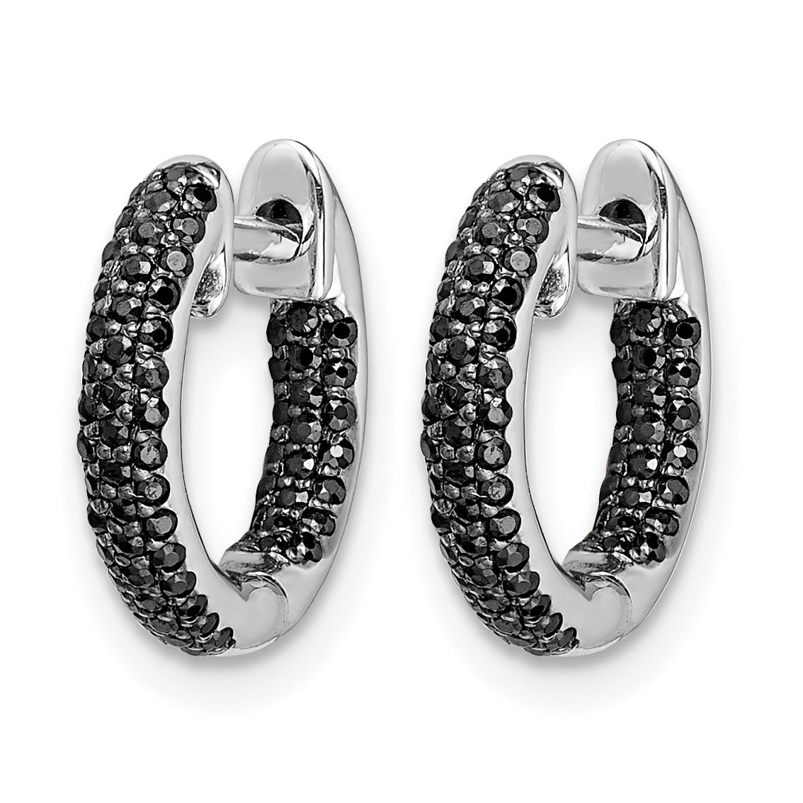 10k White Gold Diamond Hinged Hoop Earrings Secondary image
