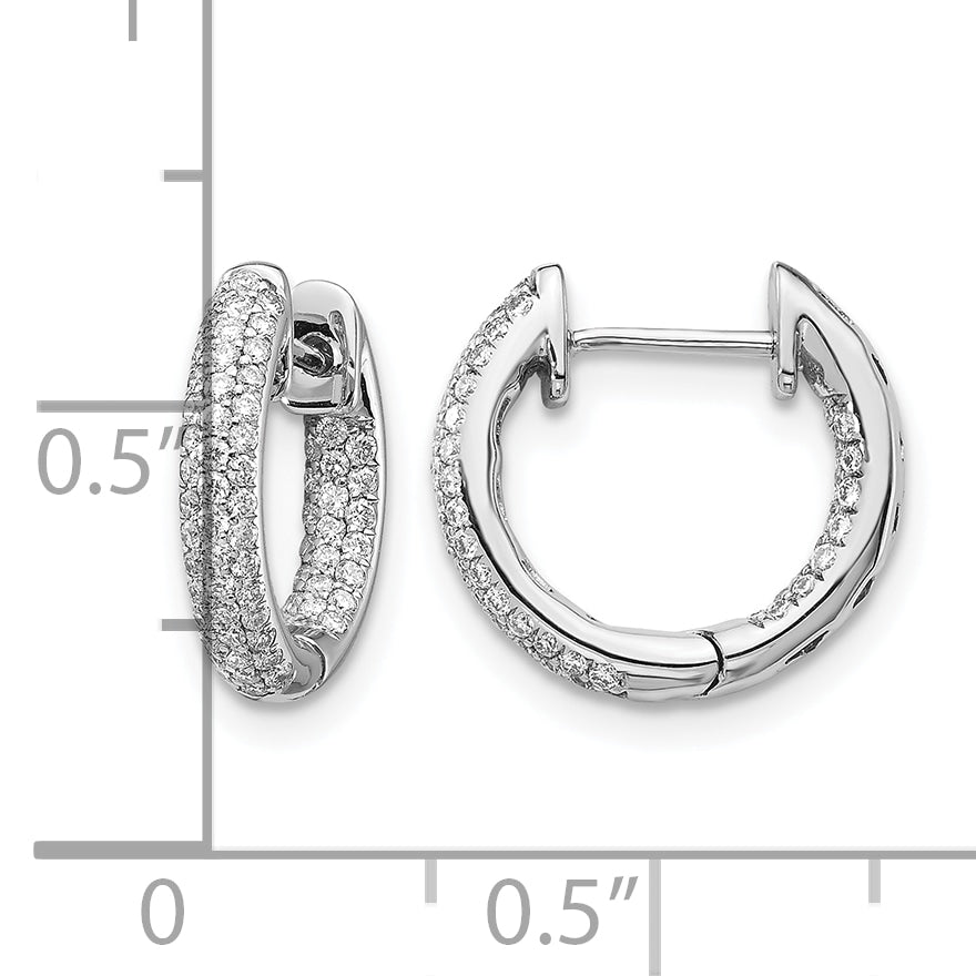 10k White Gold Diamond Hinged Hoop Earrings