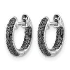 10k White Gold Black Diamond Hinged Hoop Earrings