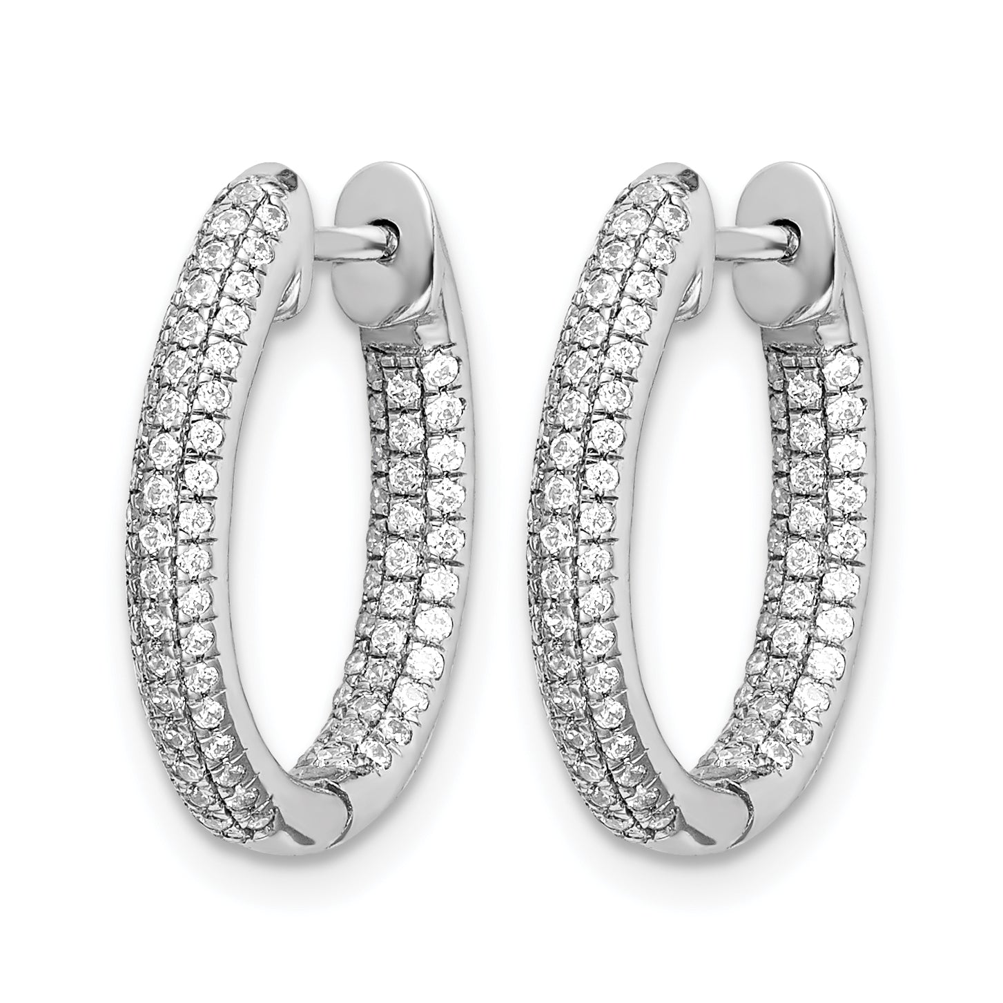 10k White Gold Diamond In/Out Hinged Hoop Earrings