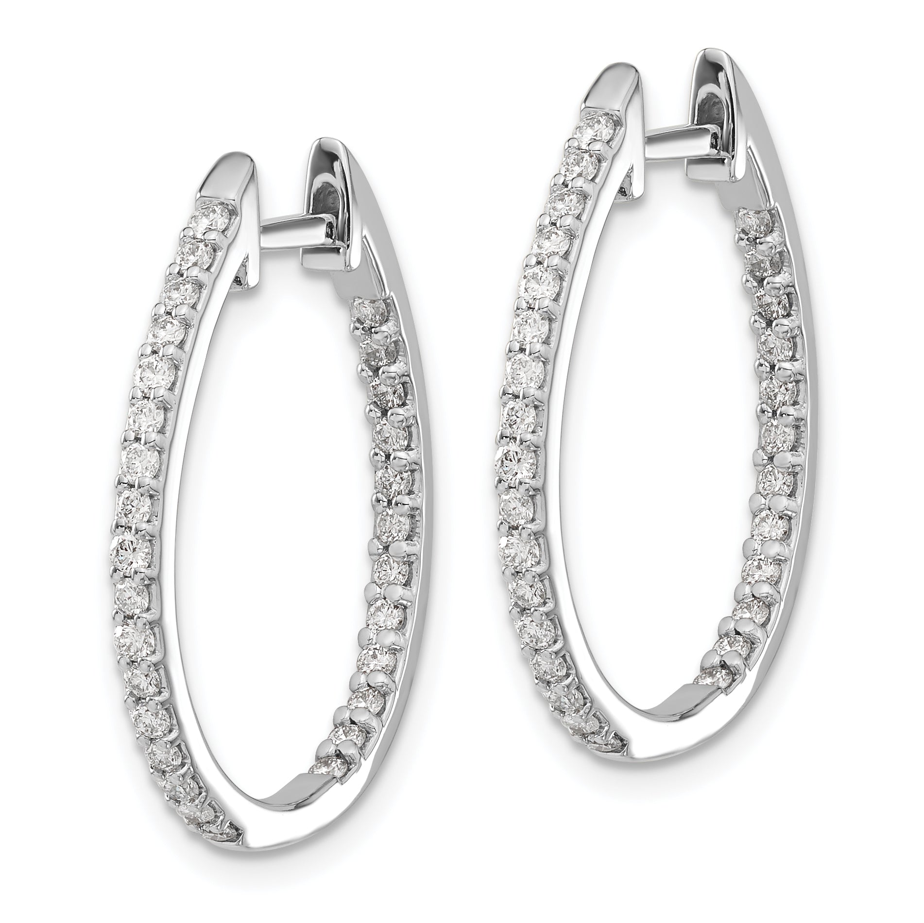 14k White Gold 3/4 carat Lab Grown Diamond VS/SI+ G+ Complete In and Out Hinged Hoop Earrings Secondary image
