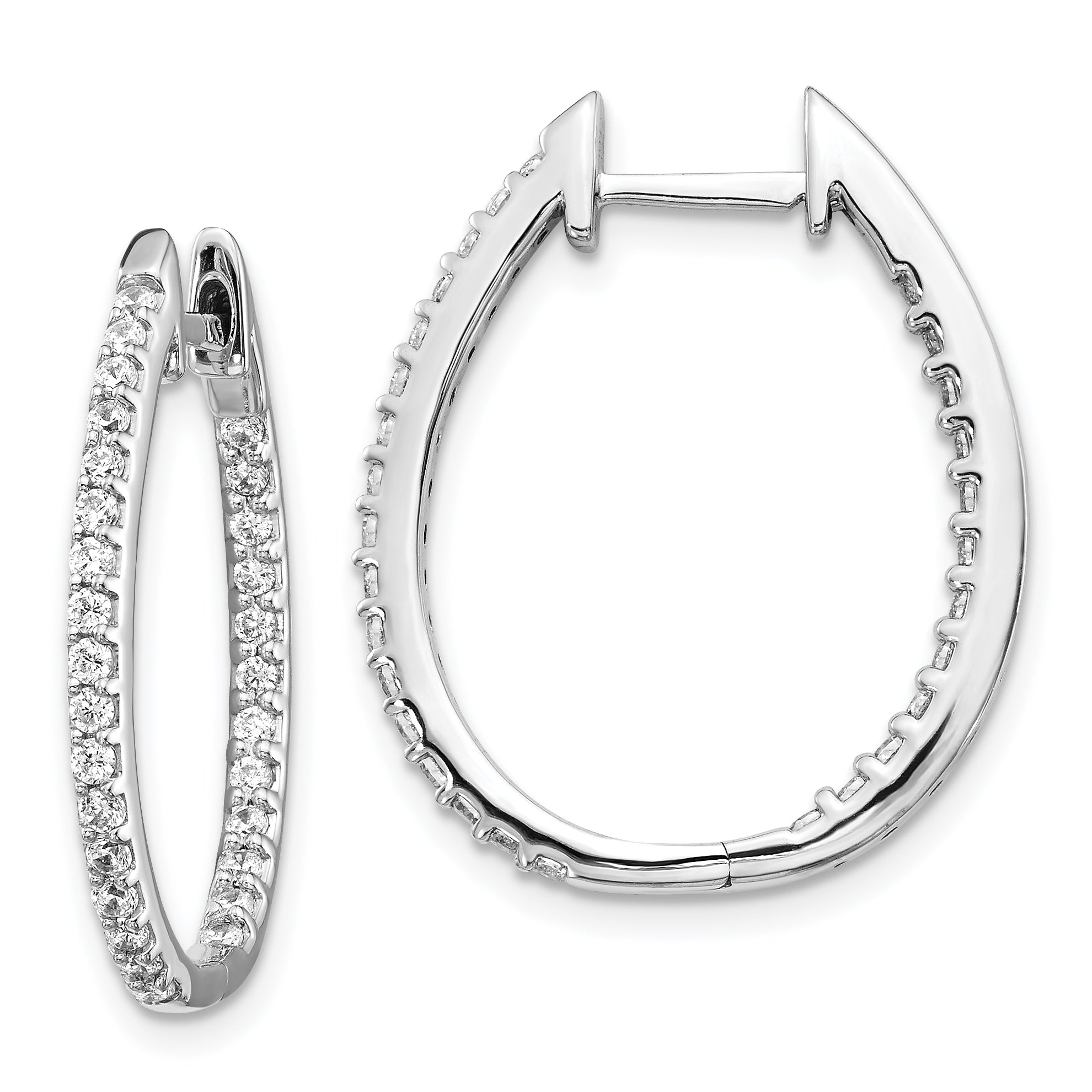 14k White Gold 3/4 carat Lab Grown Diamond VS/SI+ G+ Complete In and Out Hinged Hoop Earrings Main image