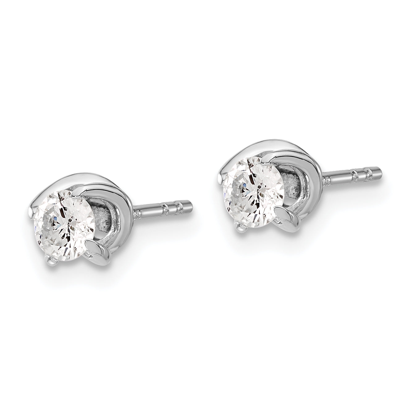 14k White Gold 1/2 carat Lab Grown Diamond VS/SI+ G+ Stud Post Earrings Secondary image