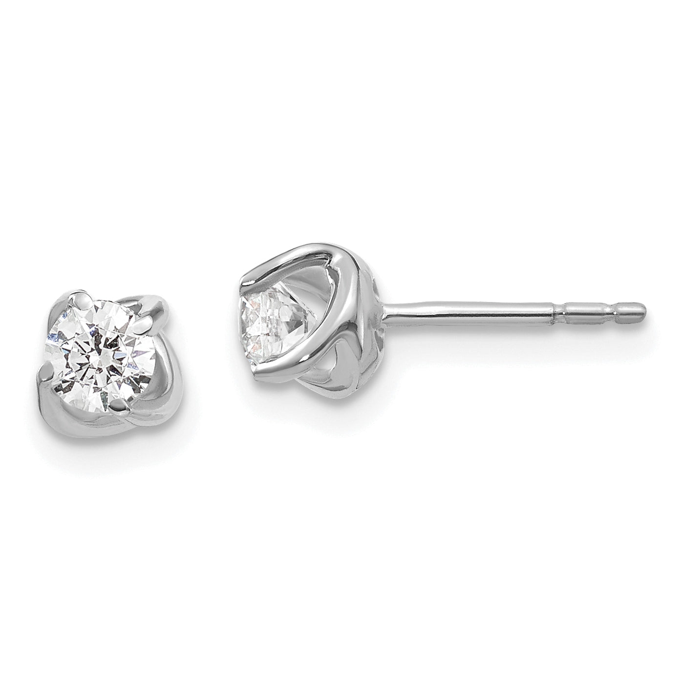 14k White Gold 1/2 carat Lab Grown Diamond VS/SI+ G+ Stud Post Earrings Main image