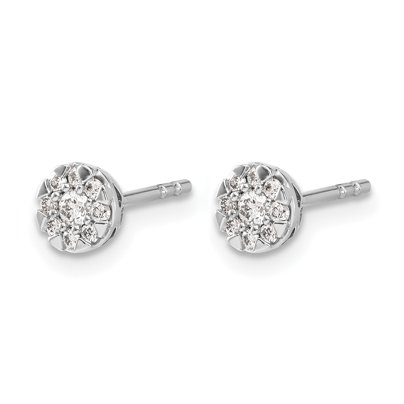 14k White Gold 1/5 carat Lab Grown Diamond VS/SI+ G+ Cluster Post Earrings Secondary image