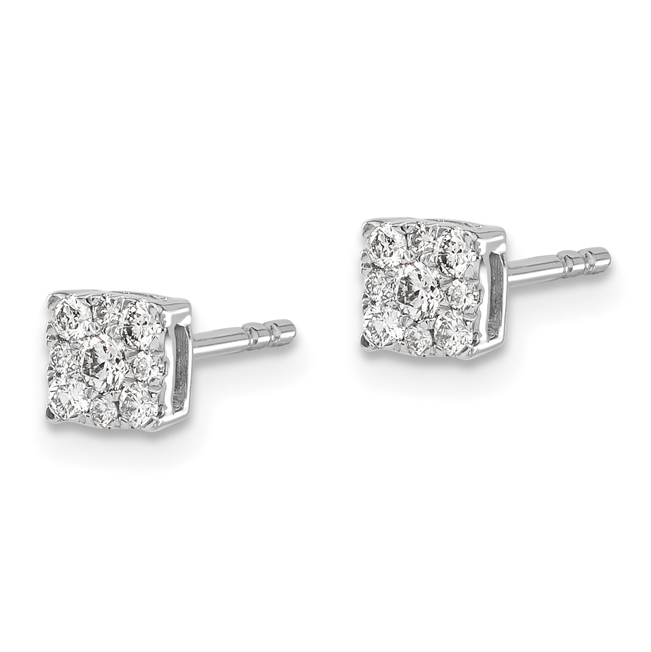10k White Gold Diamond Cluster Post Earrings Secondary image