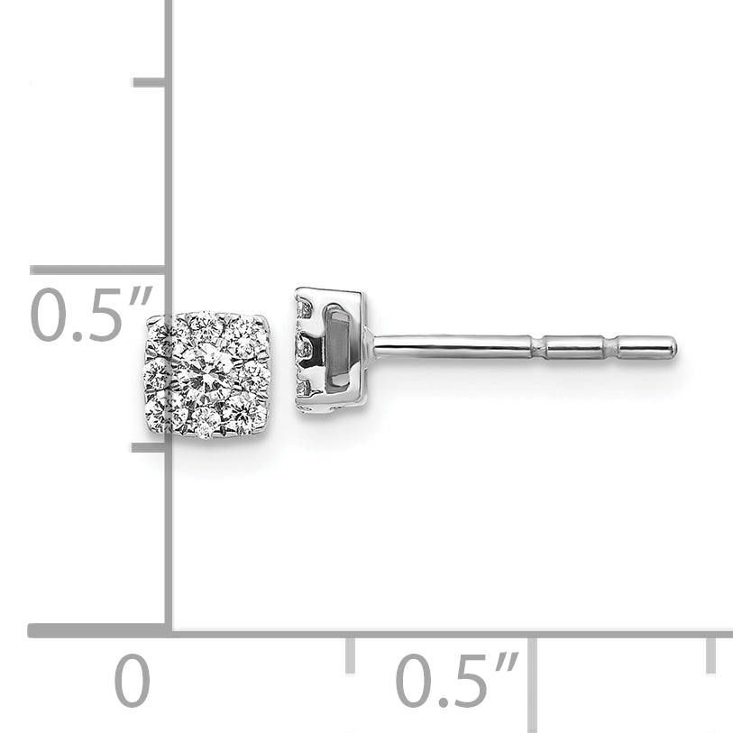 10k White Gold Diamond Cluster Post Earrings