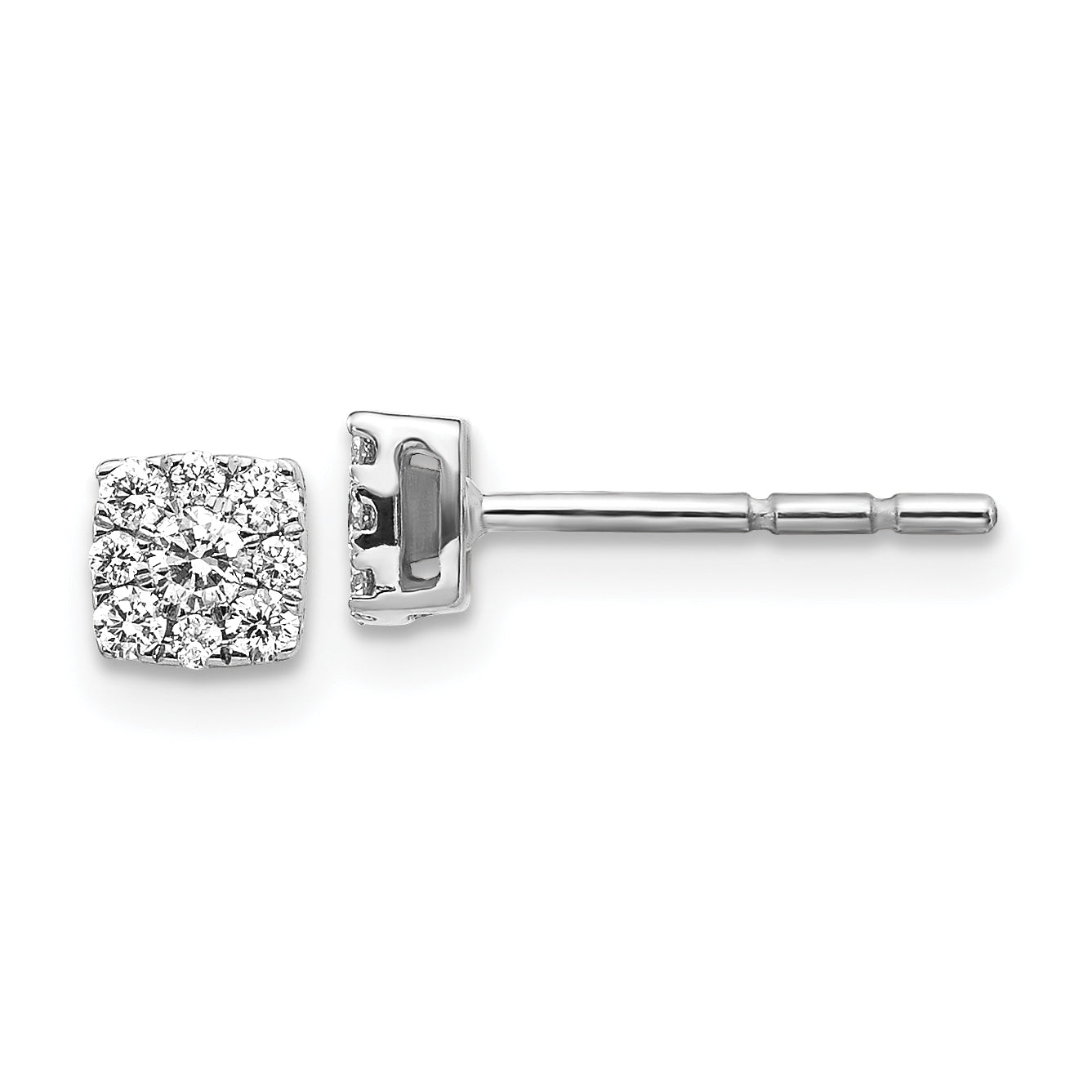 10k White Gold Diamond Cluster Post Earrings Main image