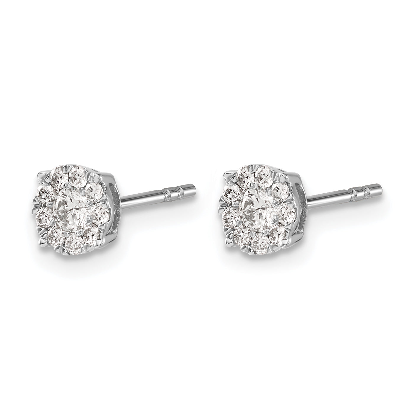 10k White Gold Diamond Cluster Post Earrings